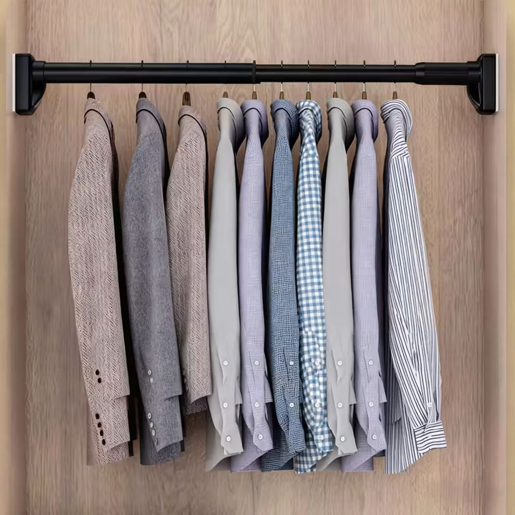 Teleskoopne kardinapuu riidepuu, pikendatav dušipuu 115-255 cm