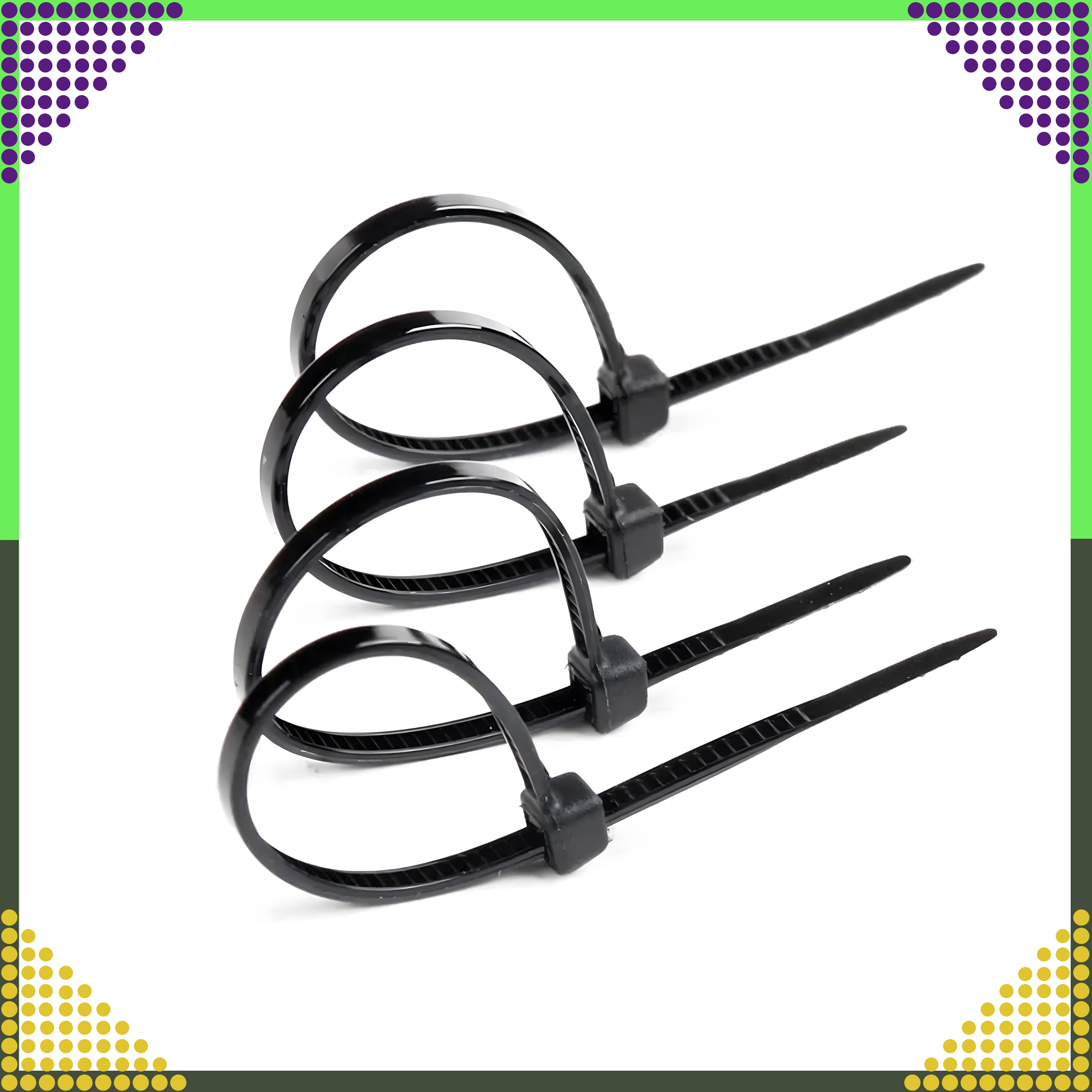250x tugevad universaalsed Black kaablisidemed 3.6x200mm (F10)
