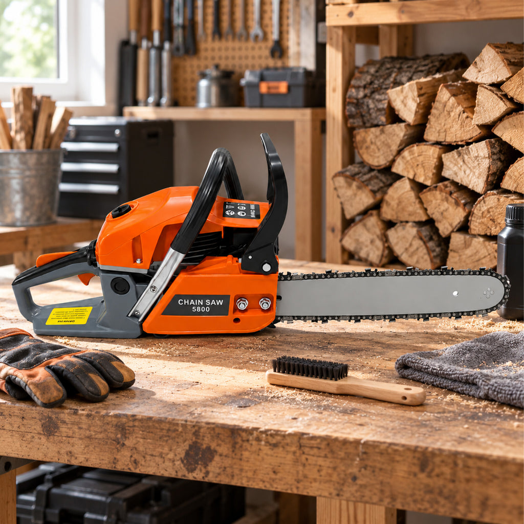 Gasoline Chainsaw Wood Cutting Set 5.8kW 58cm Guide Bar