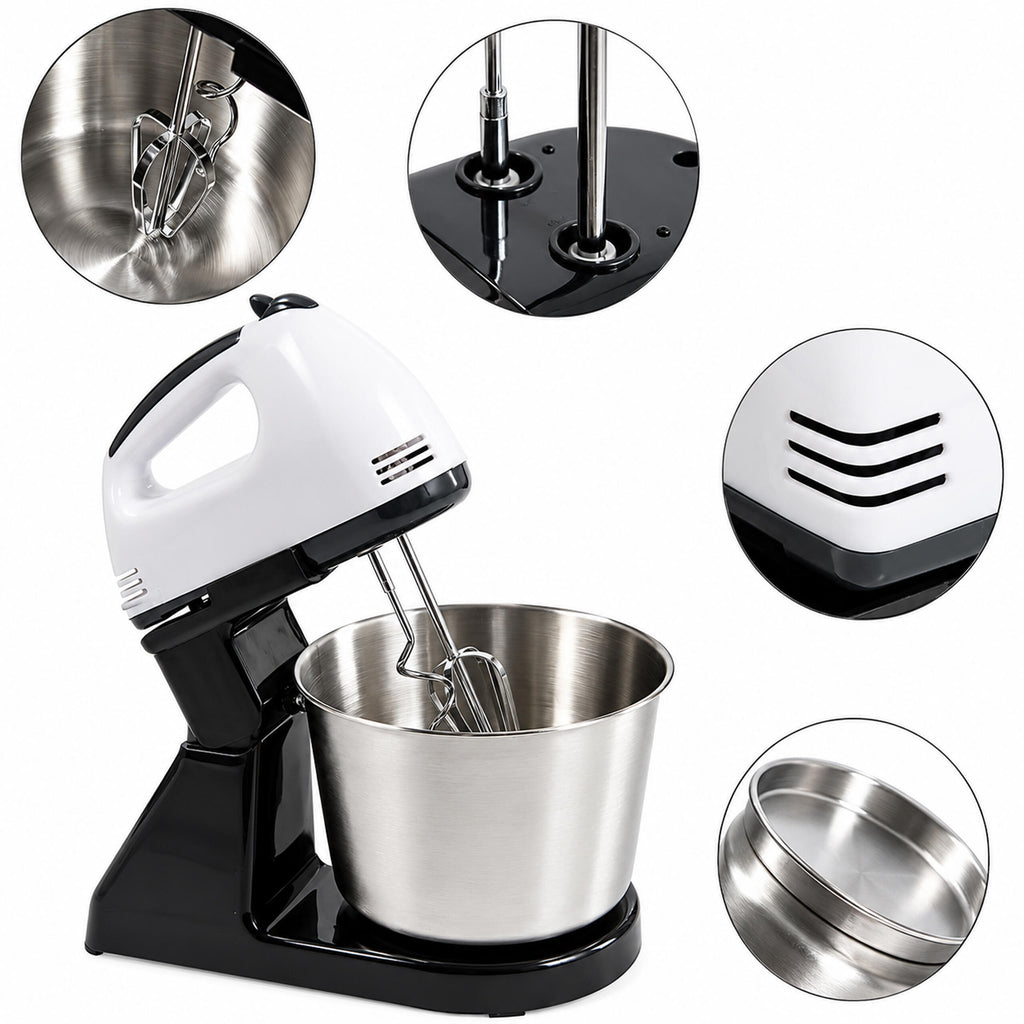 Powerful Hand Mixer with Stainless Steel Bowl 7 Speeds 100W Attachments