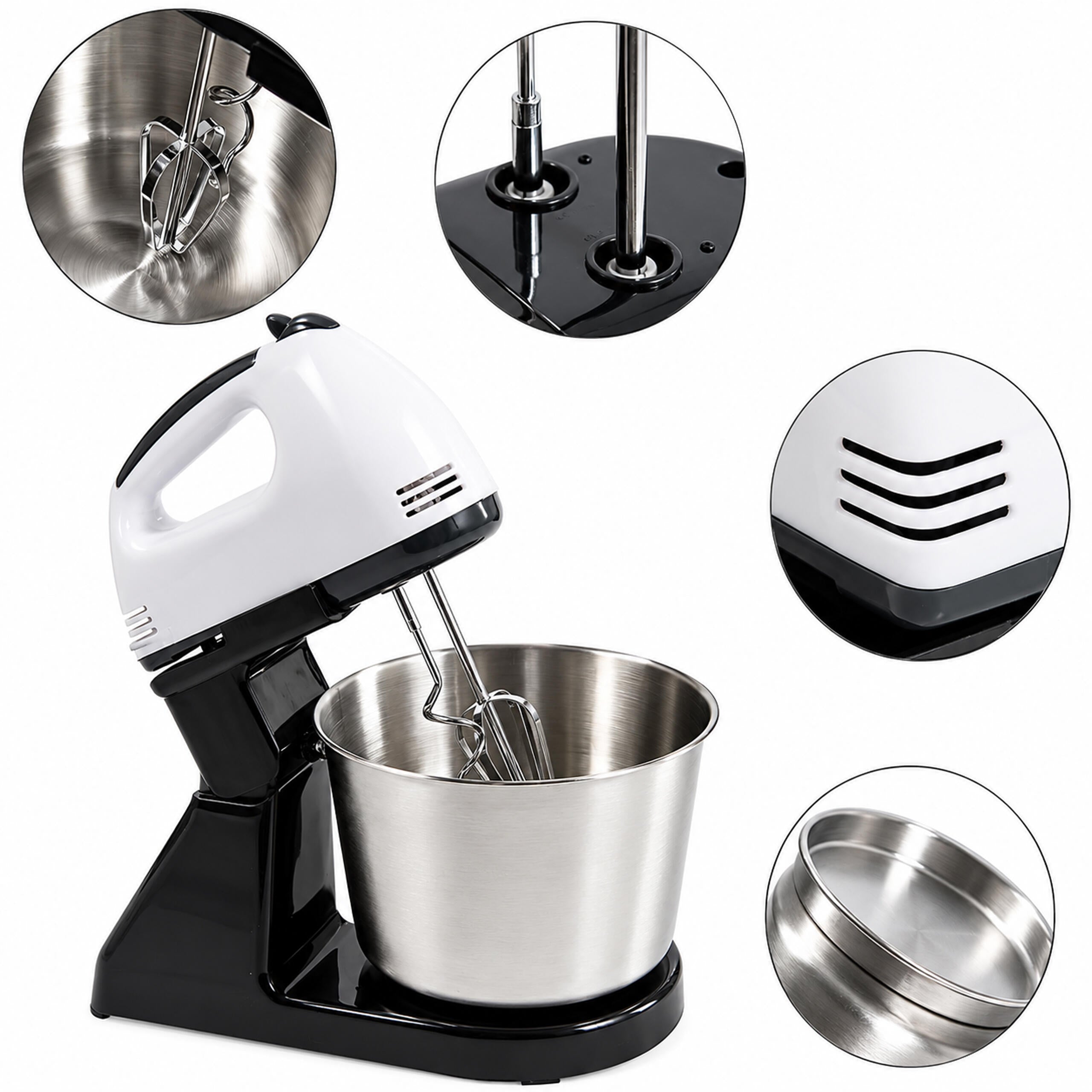 Powerful Hand Mixer with Stainless Steel Bowl 7 Speeds 100W Attachments