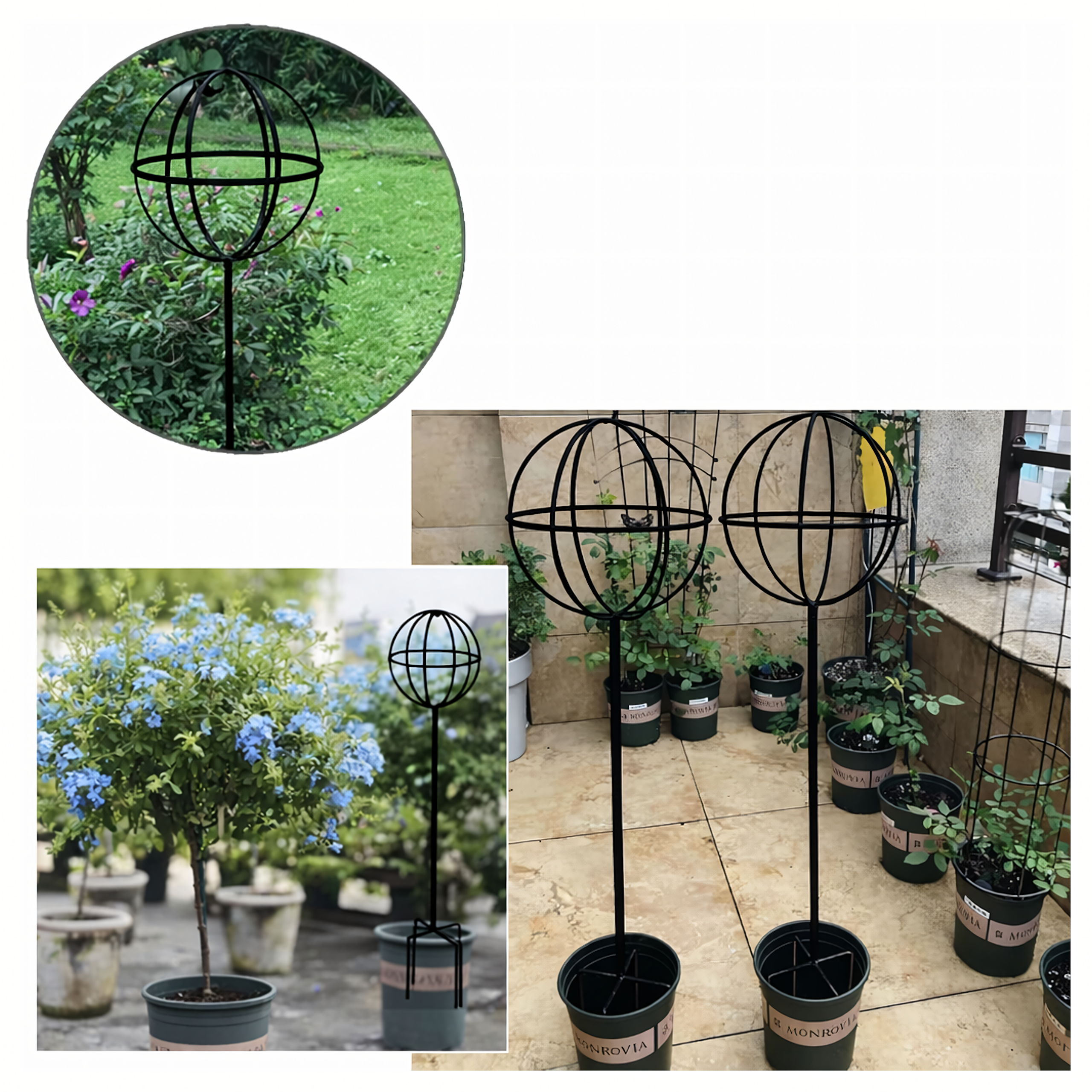 Metal Garden Pergola Support for Climbing Roses and Flowers 50x10cm Black