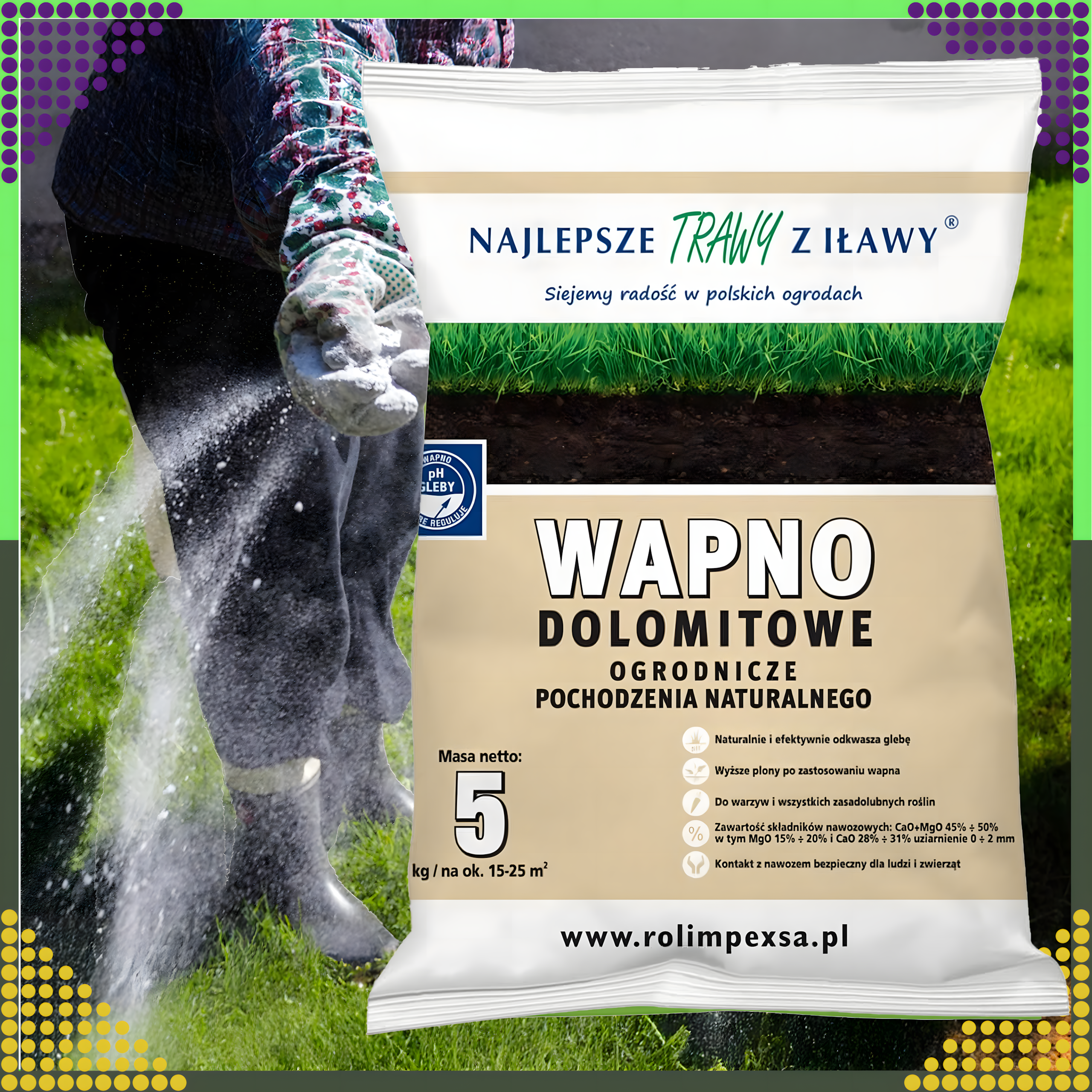 Premium dolomite lime horticultural garden natural eco fertilizer 5kg