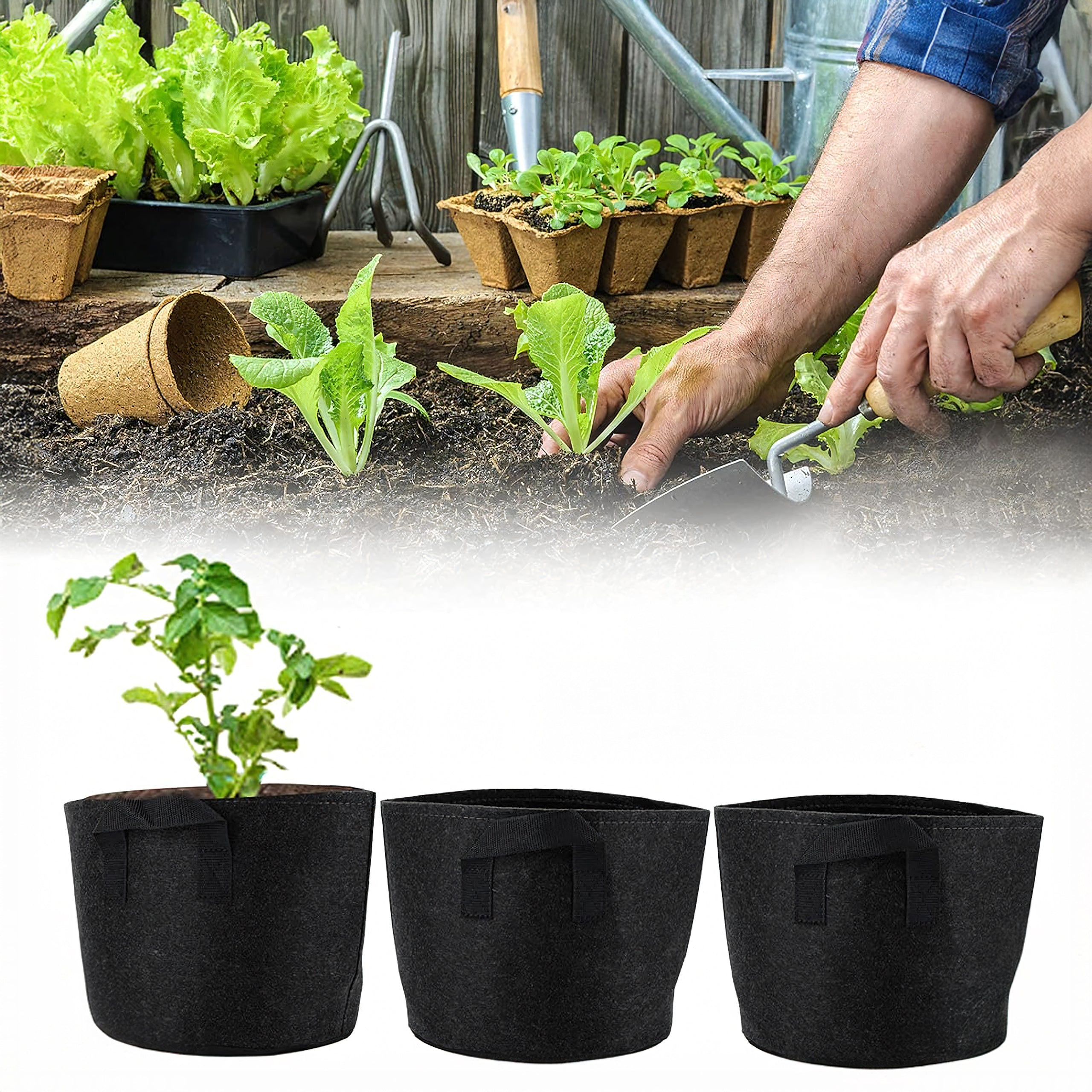 Wicker Planting Bag Pot for Growing Vegetables and Flowers 11.5 L