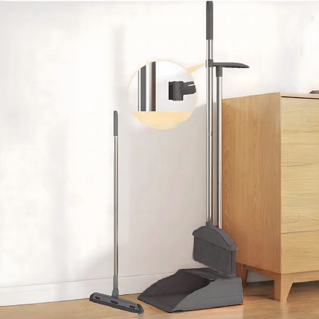 Cleaning Kit with Broom, Dustpan, Stick, and Window Washer