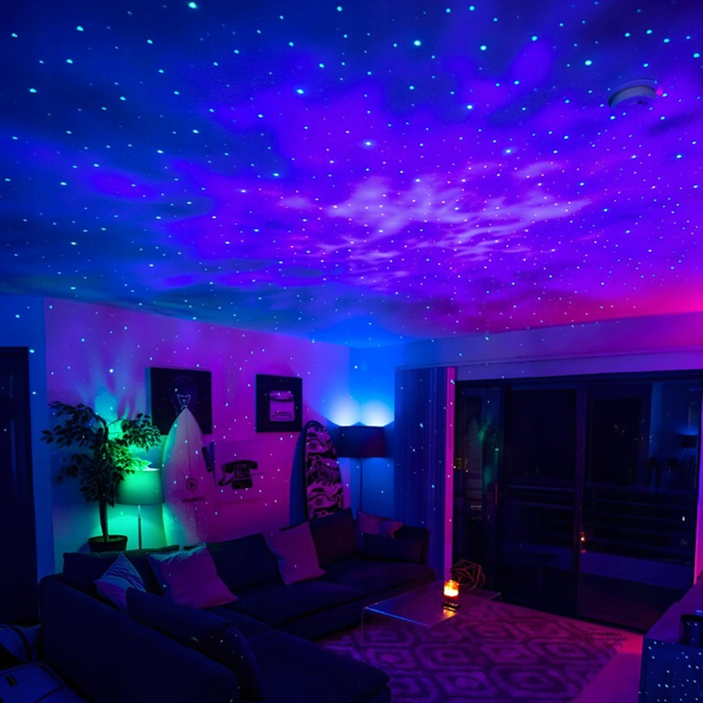 Astronaut Täheprojektor Öölamp Projektor Lastele Kosmos USB Kaugjuhtimispult