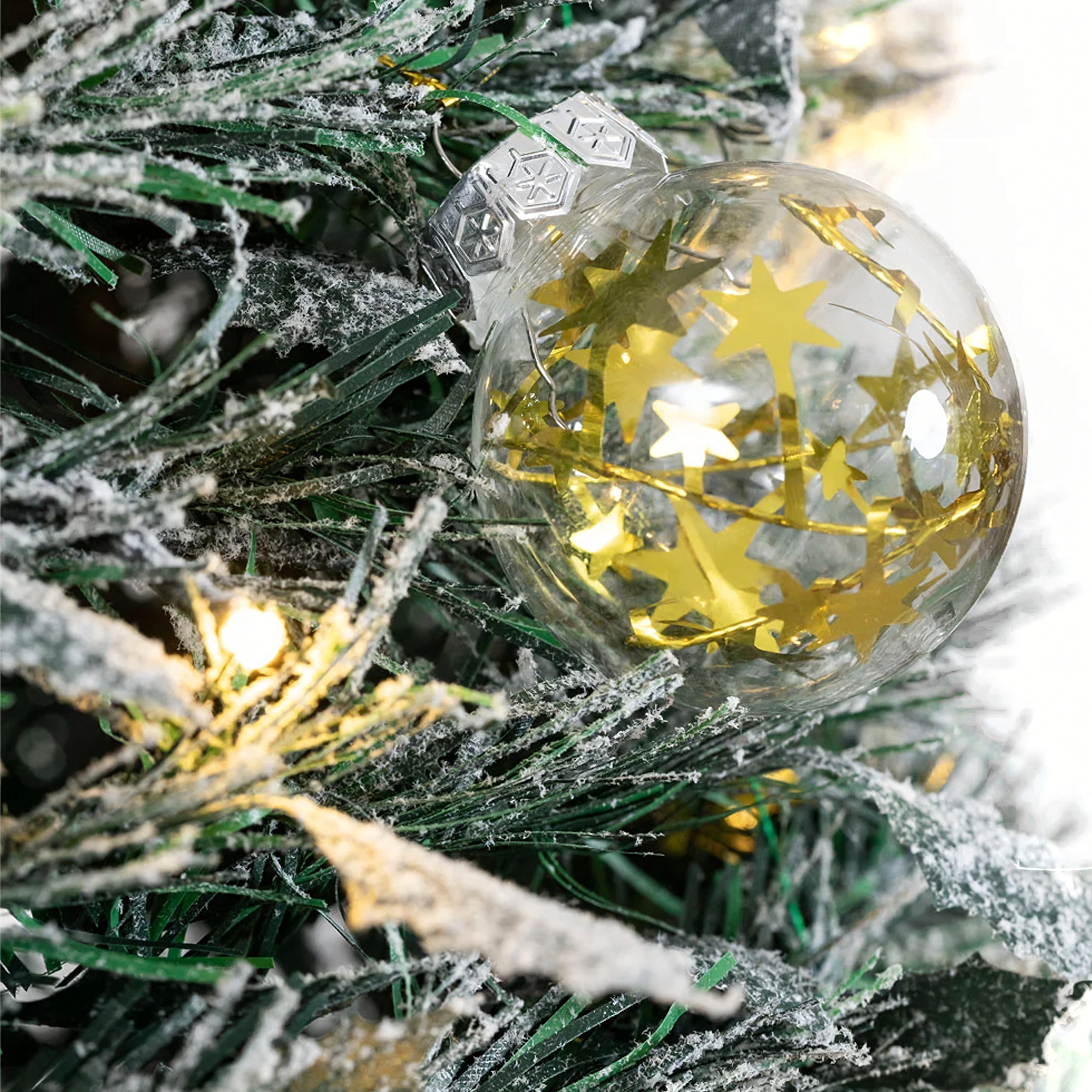 Jõulupuu, kaunistatud, dekoratiivne, valmis, kokkupandav, 210 cm, tuled, jõuluehted