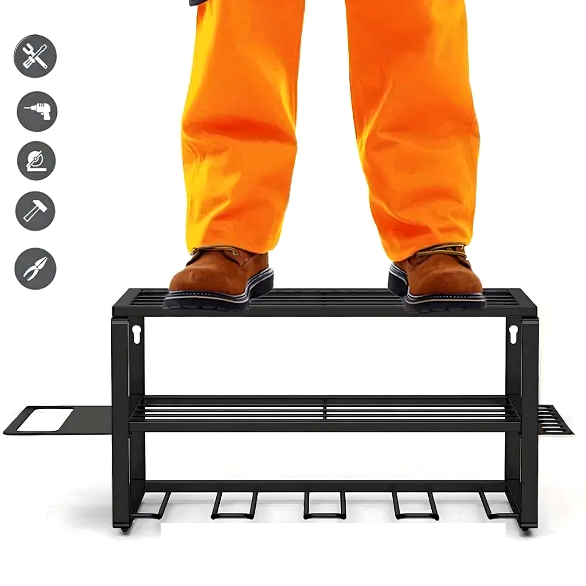 Wall-Mounted Garage Shelf Rack Organizer for Power Tools