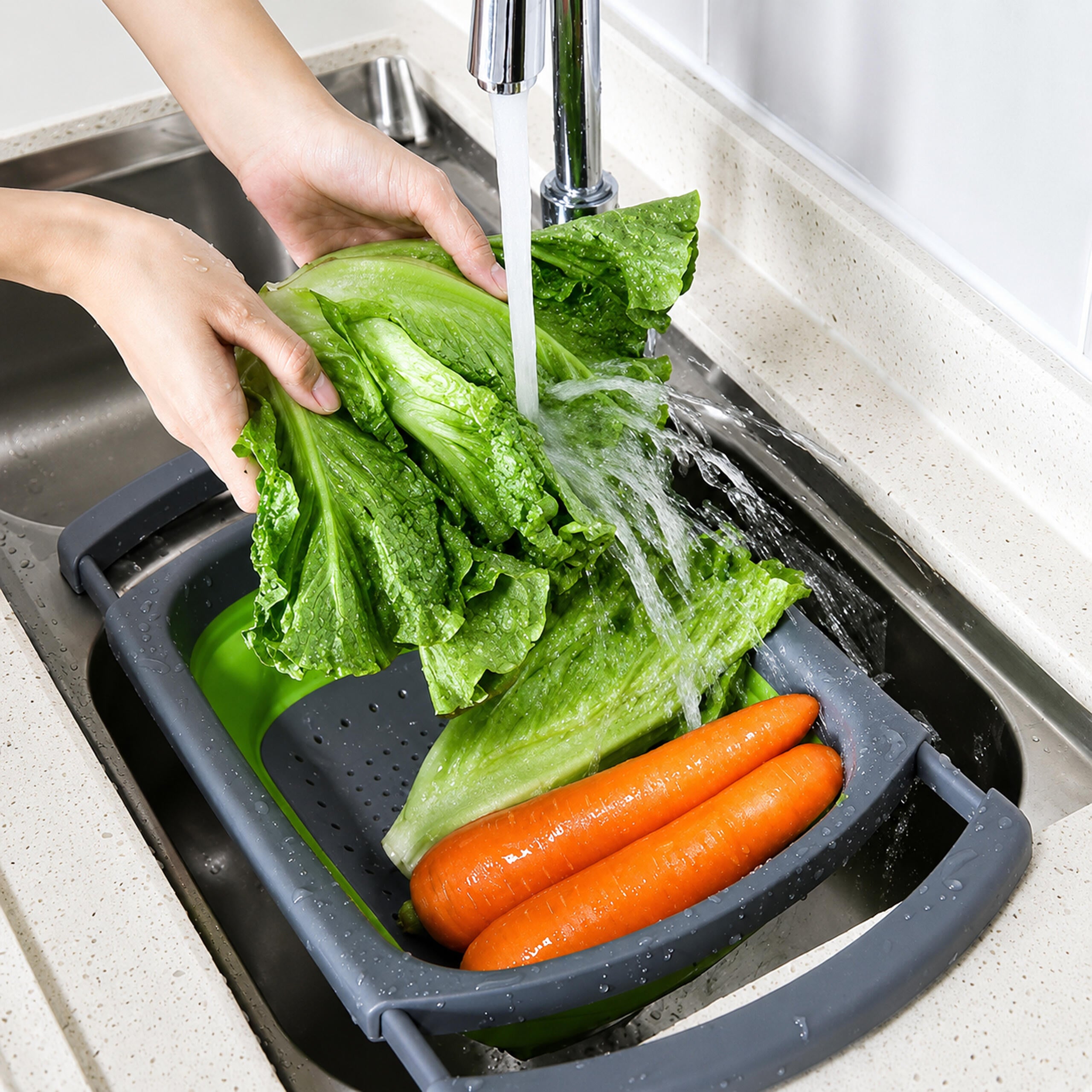Foldable Silicone Kitchen Colander Drain Rack 61cm