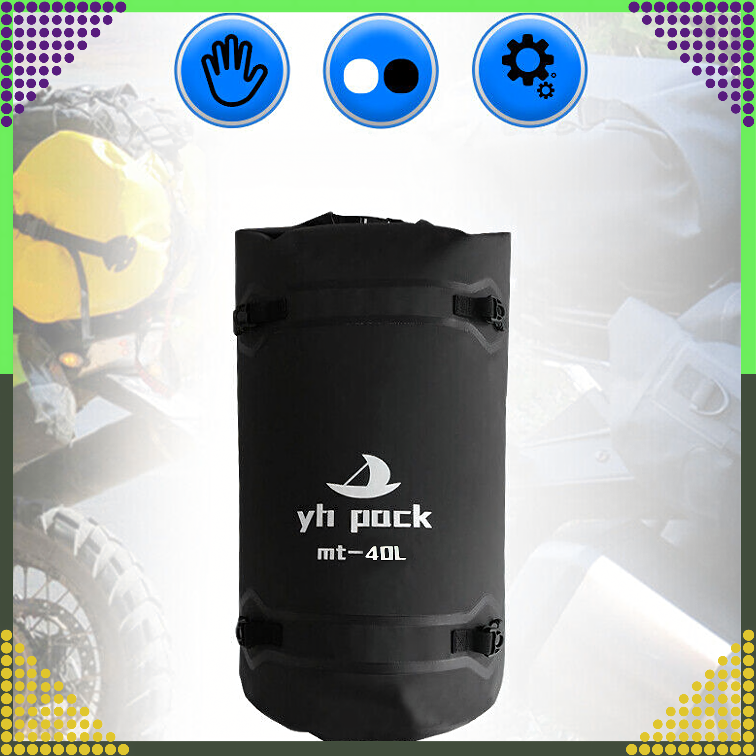 Veekindel mootorrattakott mootorrattale, õlakott, pagas, külgkott 40L