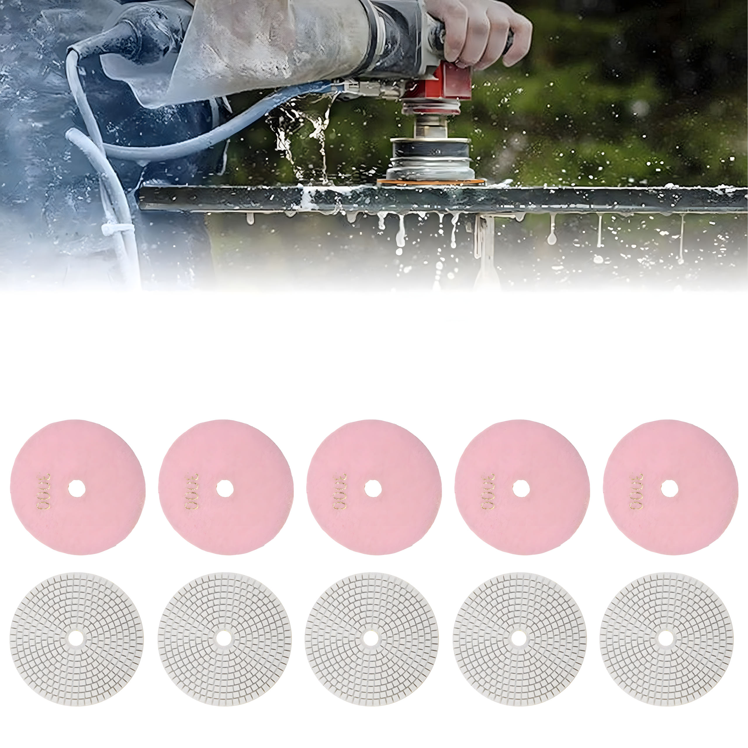 10x teemantpoleerimisketas 80mm portselanplaatide lihvimiseks, takjakinnitusega 3000