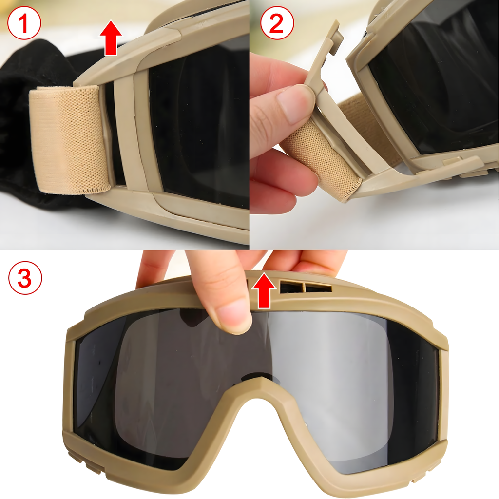Tactical Military Protective Shooting Goggles Sand Color