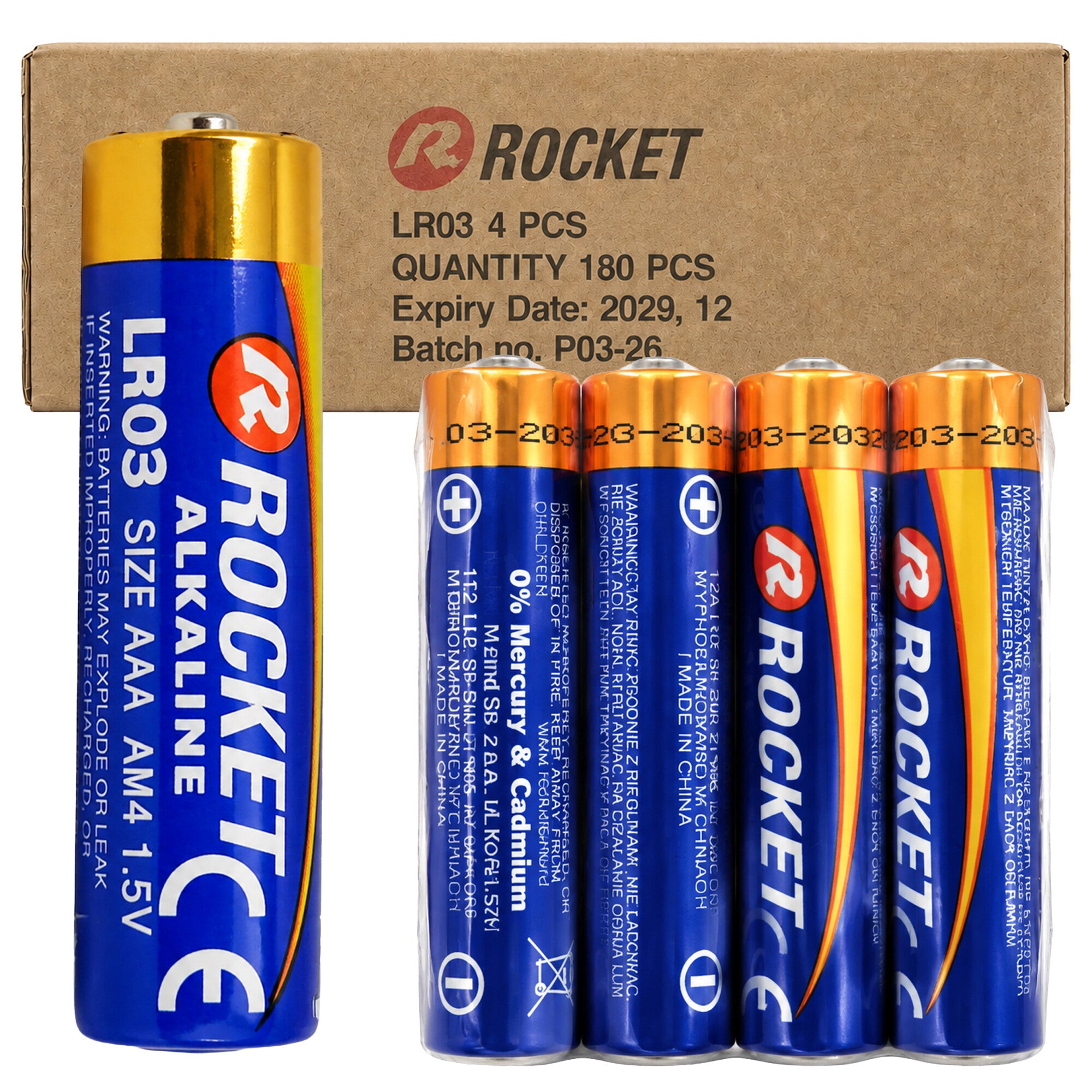 Rocket leelispatareid AAA LR03 1,5 V, 180 tk LR034SH