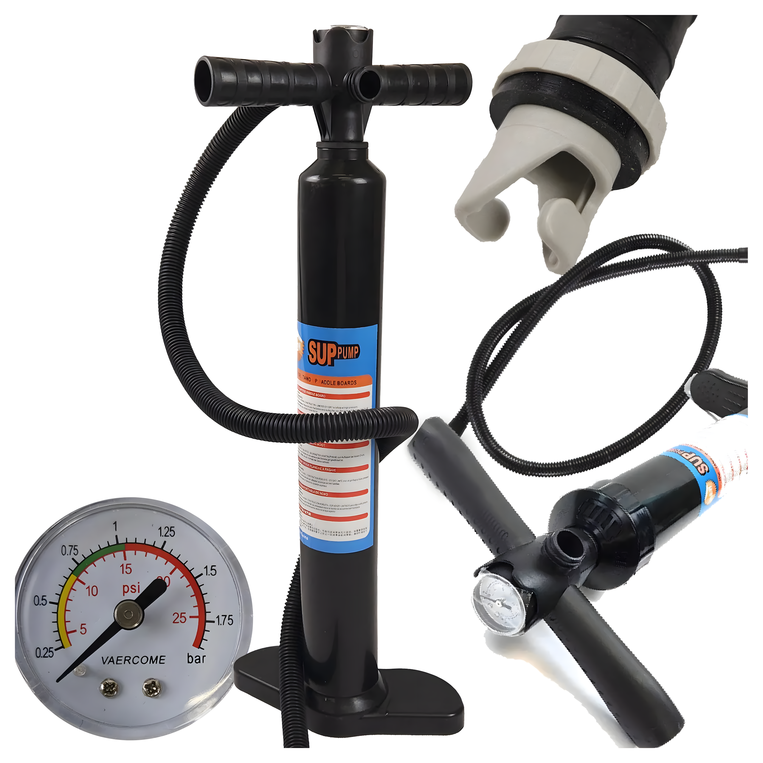 Kahepoolne käsipump pontoonmadratsitele, SUP laudadele, kajakidele, kiire