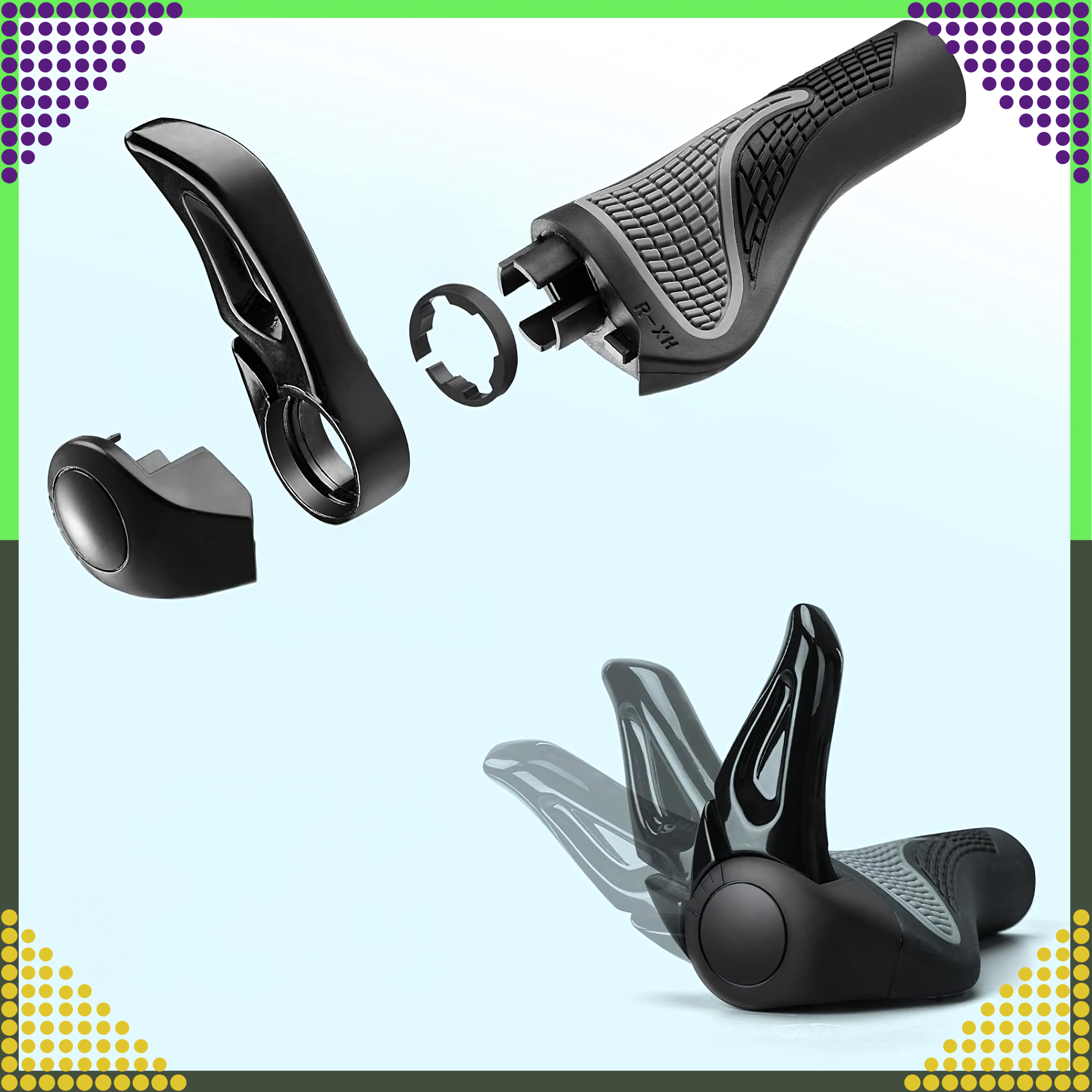 Ergonomic Bicycle Handlebar Grips with Horns 2pcs