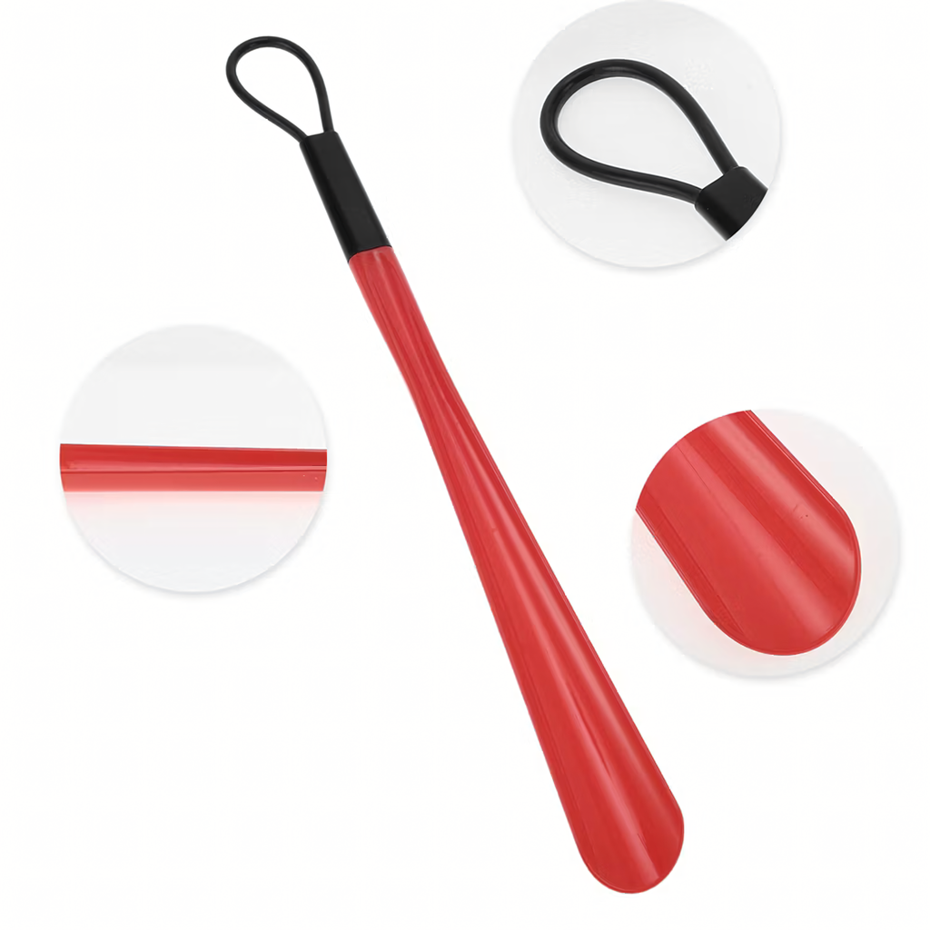 Shoehorn Plastic Red 48 cm Long with Hook