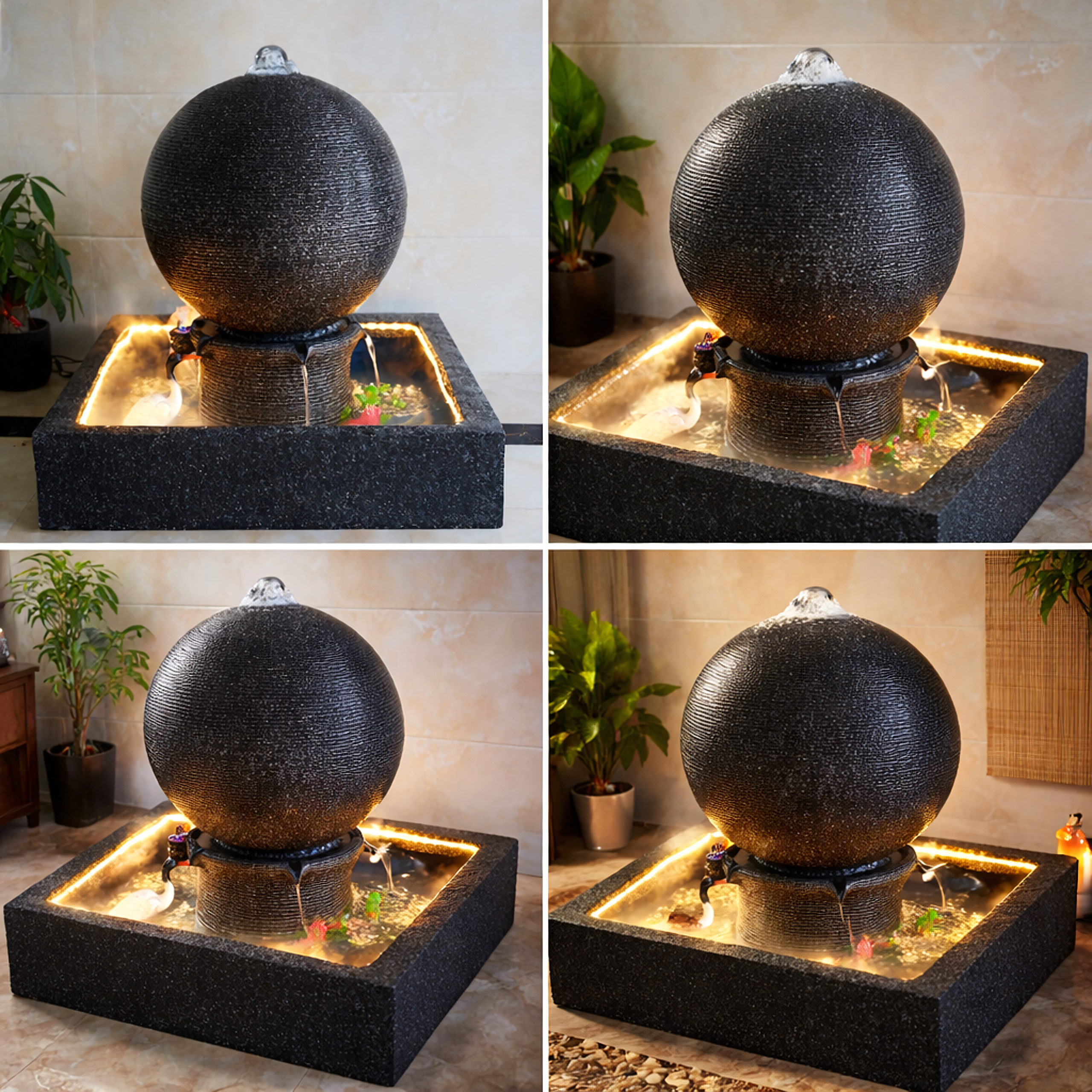 Large Garden Water Fountain with LED Sphere 90x90x98 cm