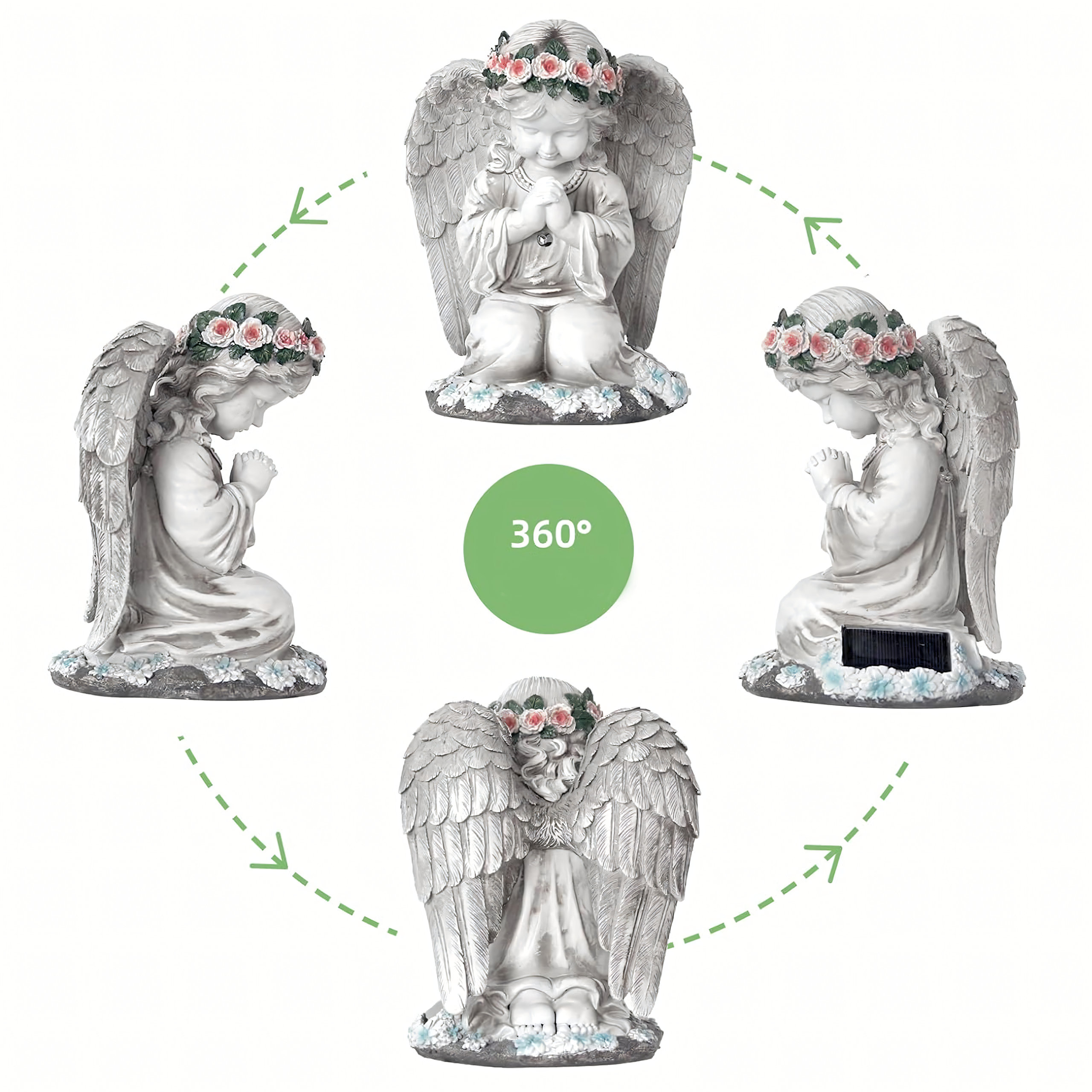 Figurka küünlaalus Ingel päikesepatareiga LED aedkuju