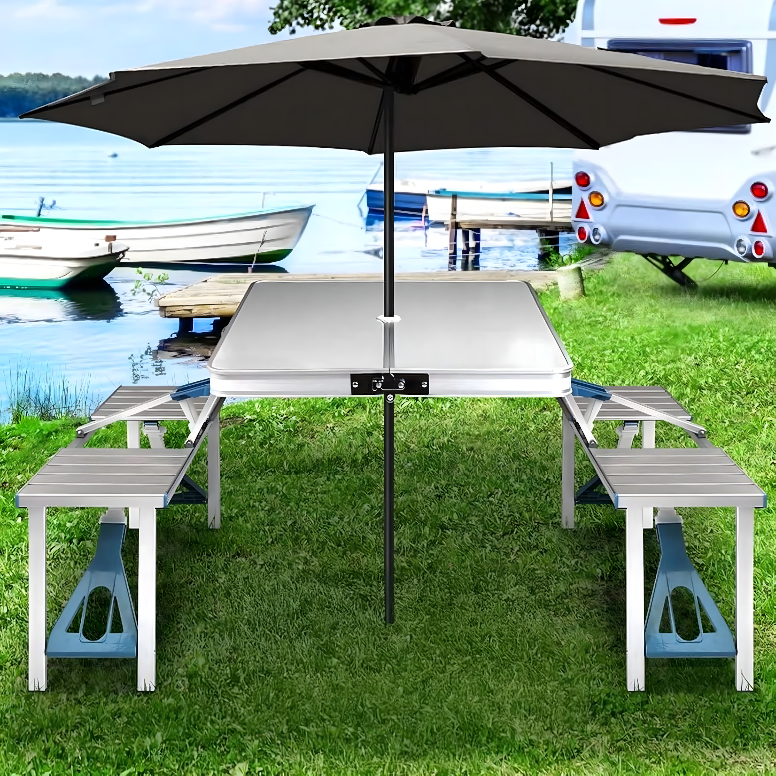 50x kokkupandav laud turismilaud alumiiniumist reisilaud pinkidega