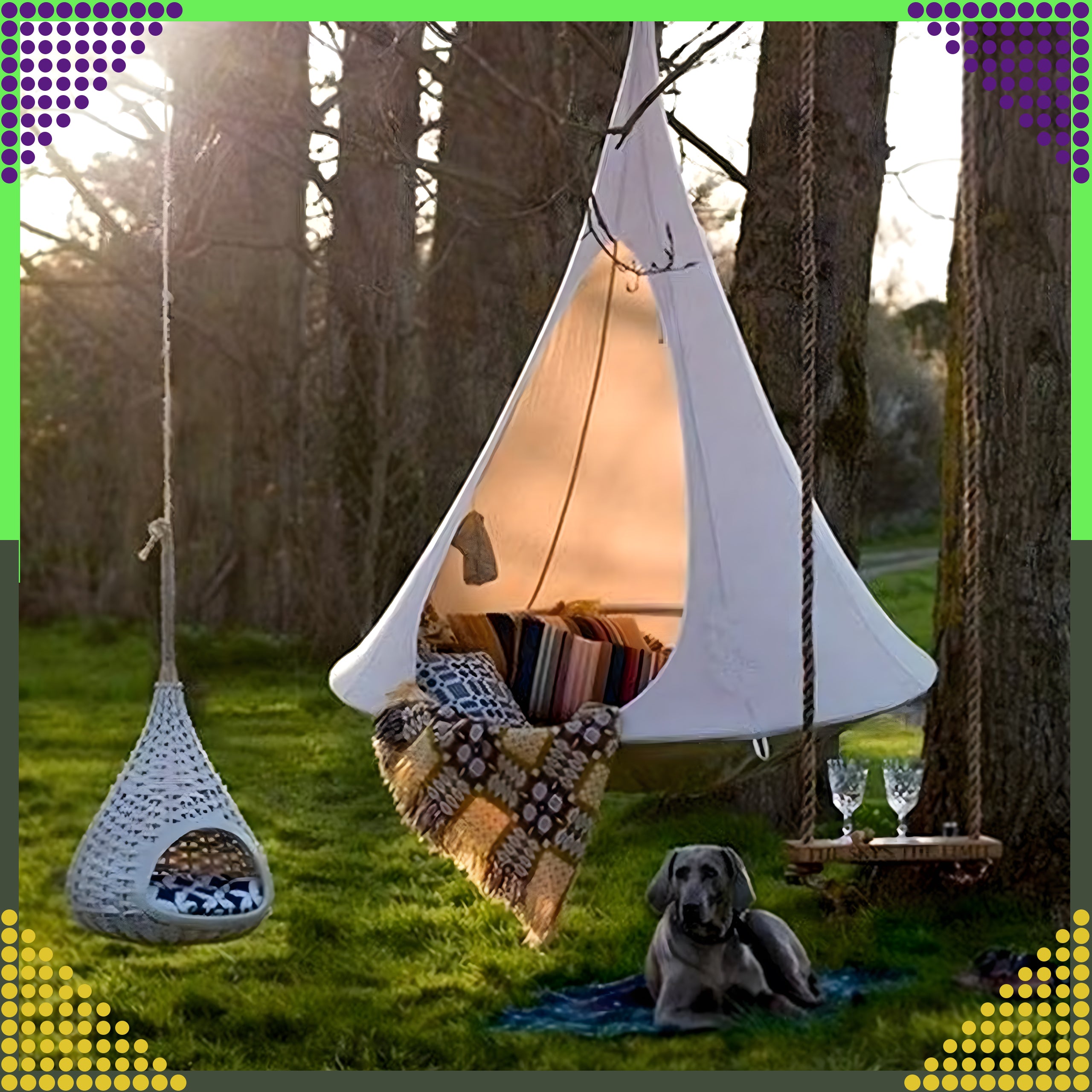 Telgi riputatav võrkkiik kookon aiamõõduga kiiktool toonekurepesa tugev