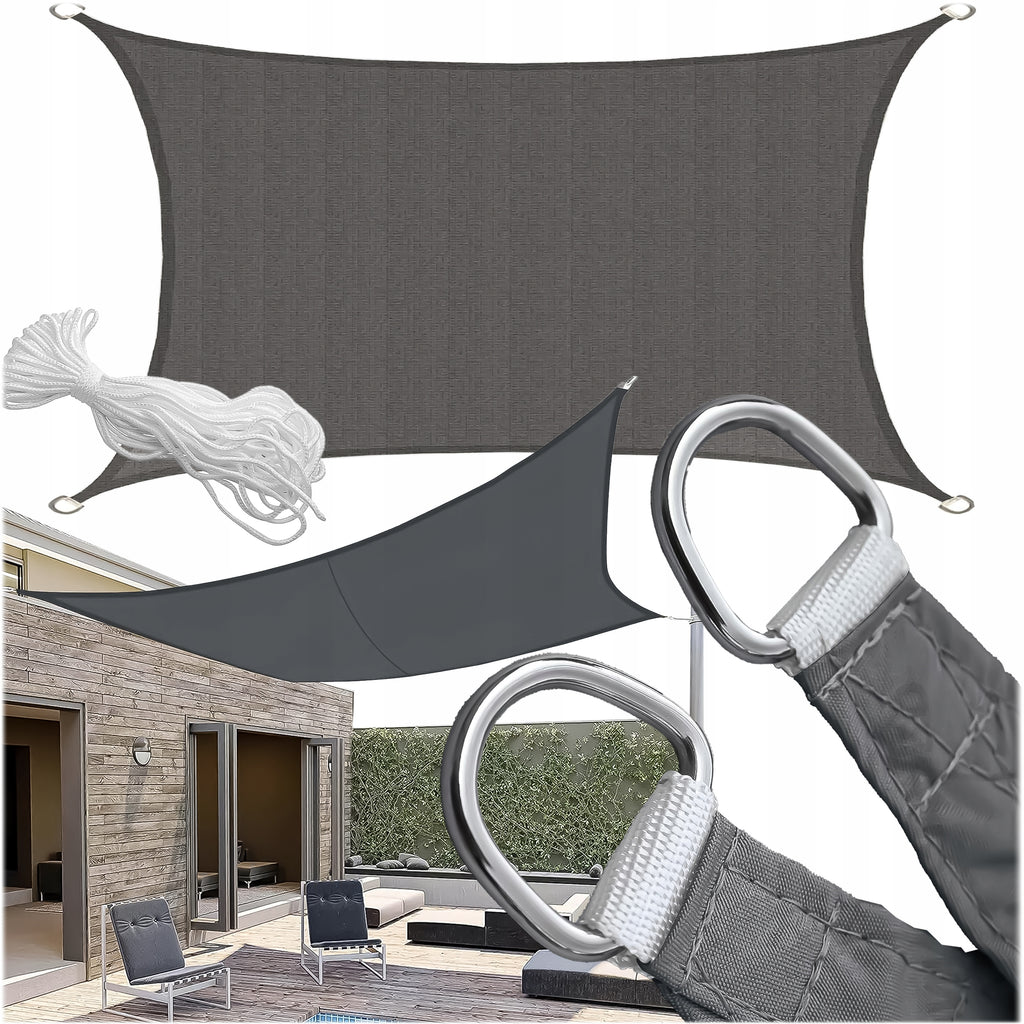 96x Rectangular Garden Sunshade Sail Canopy 3x5m
