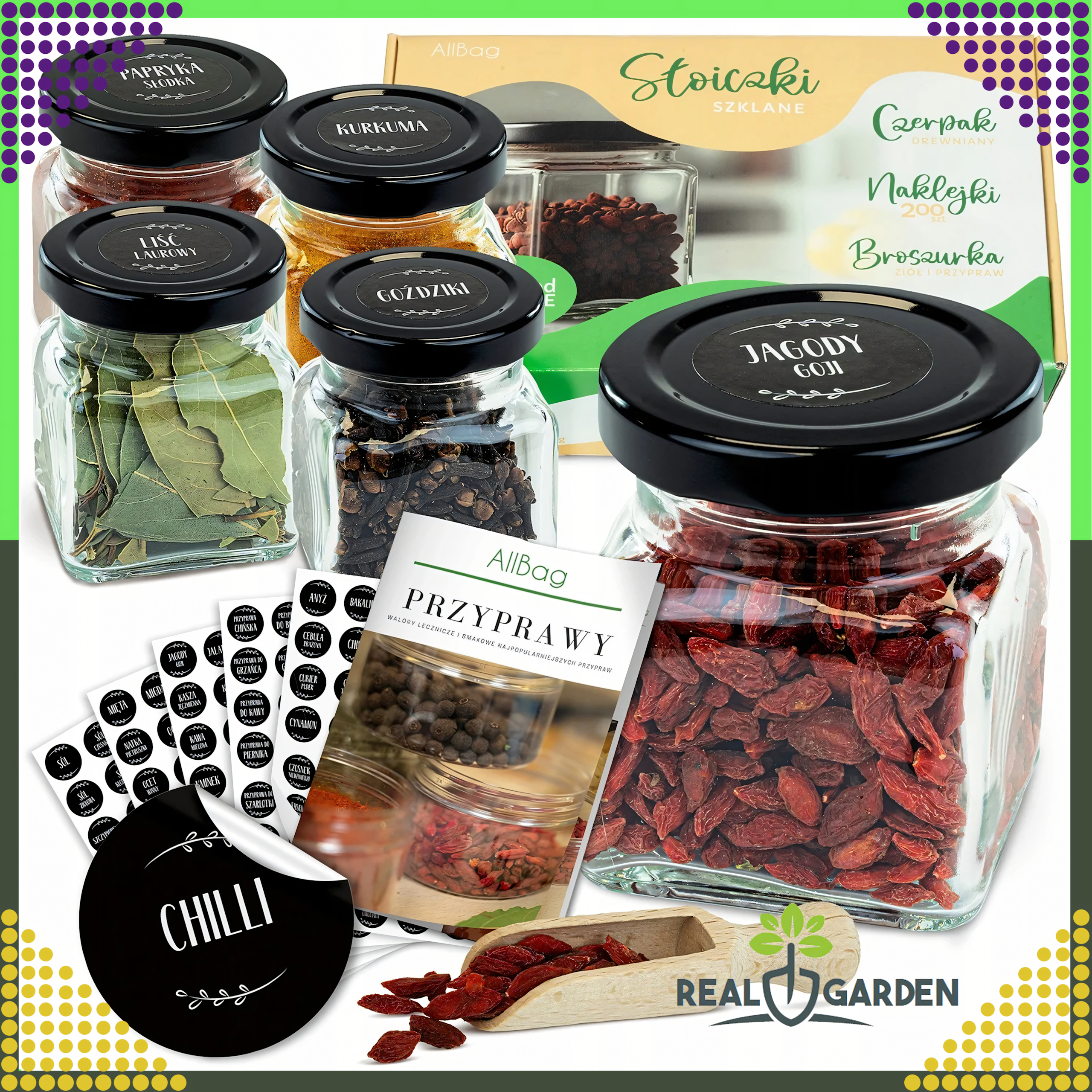 Vürtsipurgid 120ml 24 tk koos 200 kleepsu, lusika ja raamatuga