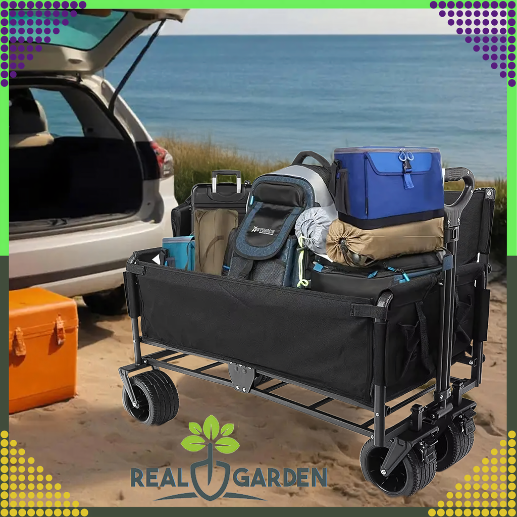 18 x kokkupandav aiandus-, ranna- ja kalastuskäru XL rattaga ja istmega