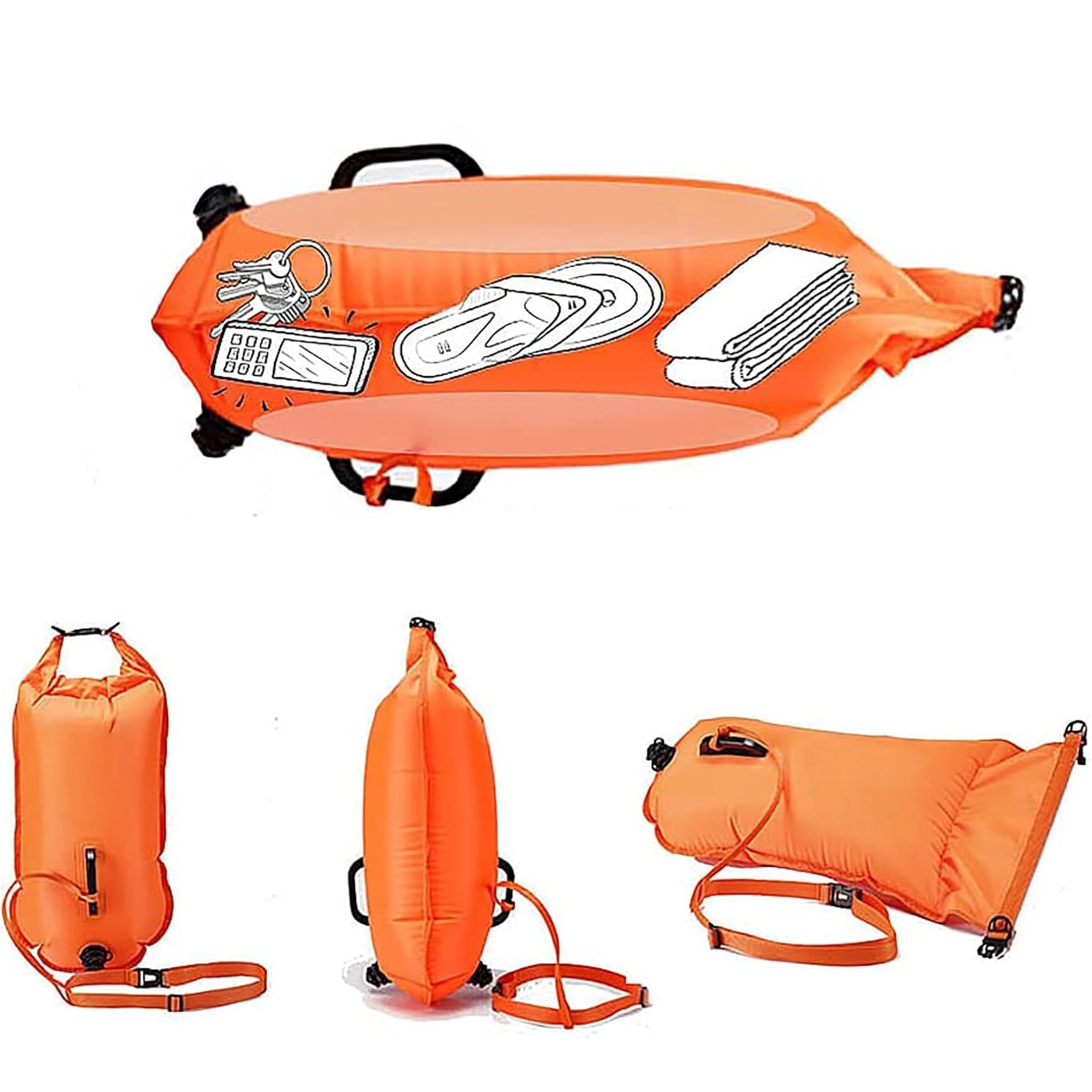 Ujuv turvaboi ujumiseks, täispuhutav, taskuga 2in1, sobib kajakile, SUPile, suur