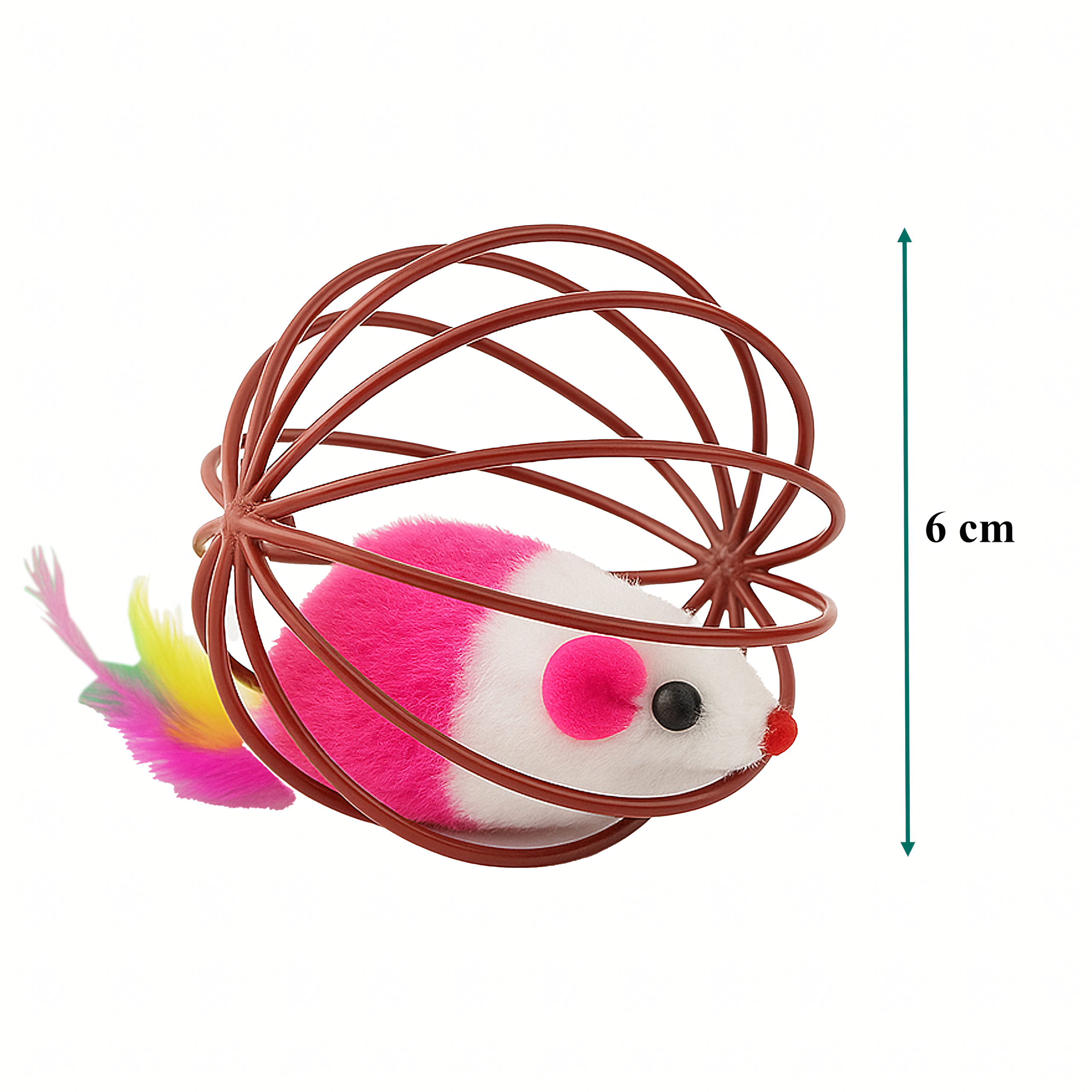 Interaktiivne mängupall kassile, hiire, sulgede, kõristi ja traadist palliga