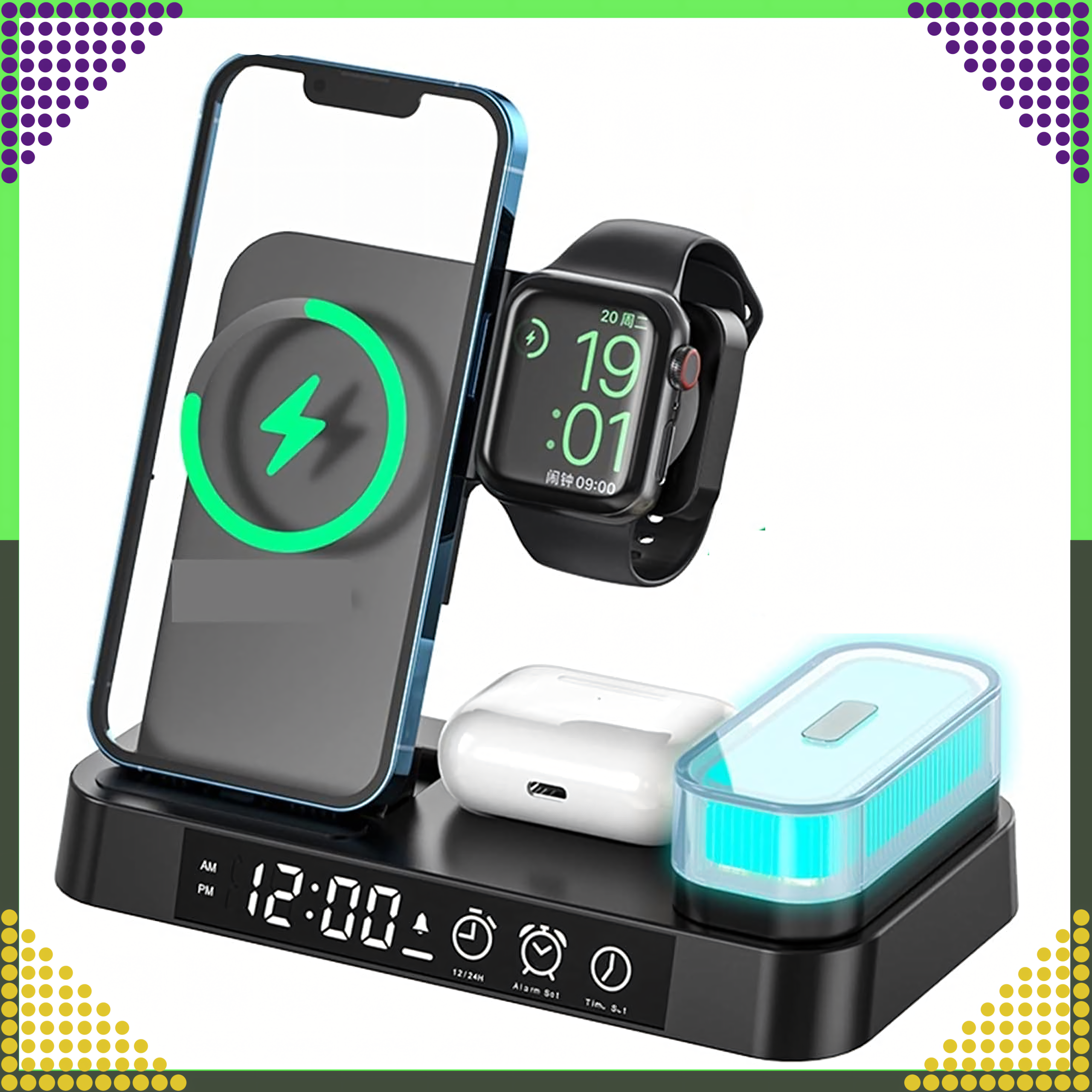 Induktsioonlaadija Juhtmevaba Induktsioonjaam 15W Öölamp 4in1 QI