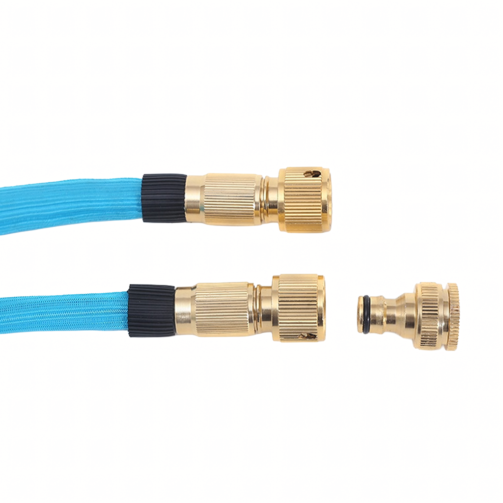 Premium Strong Elastic Expandable Garden Hose 3.4-7.5m with 1/2 and 3/4 Connectors