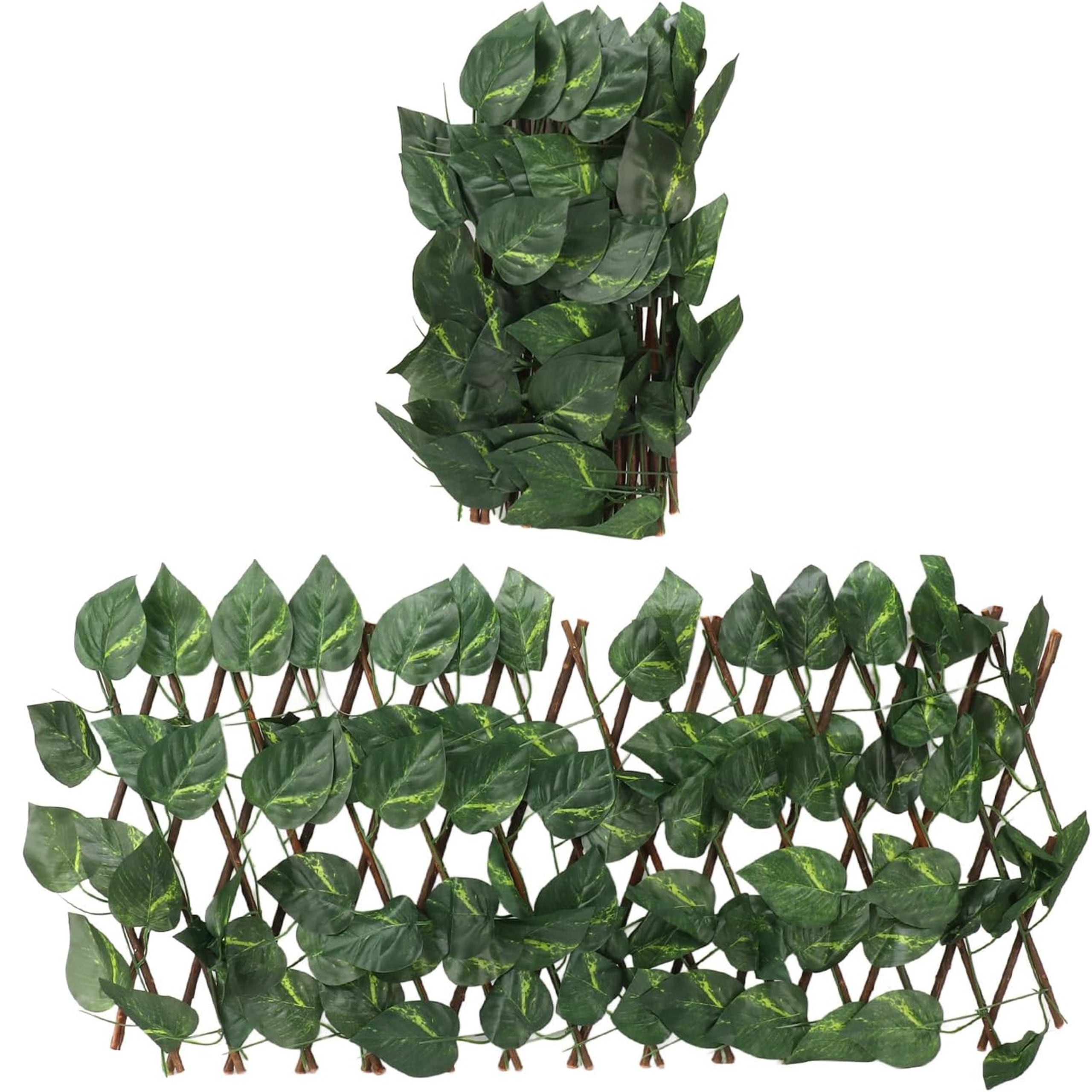 Openwork Trellis with Artificial Leaves Cover for Balcony Terrace Ivy 290x60 cm