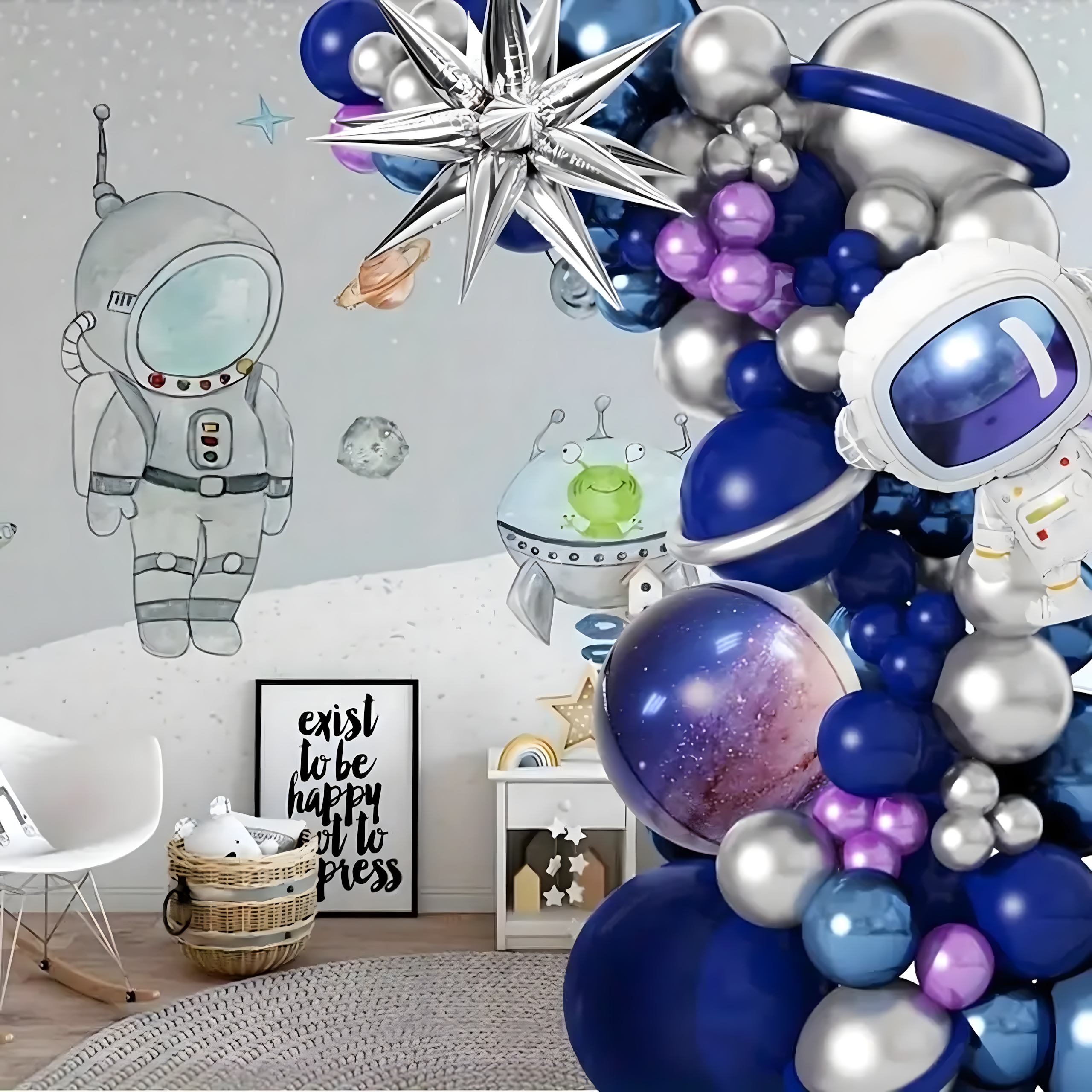 Õhupallikaare komplekt astronaudi sünnipäevaks, 108 tk