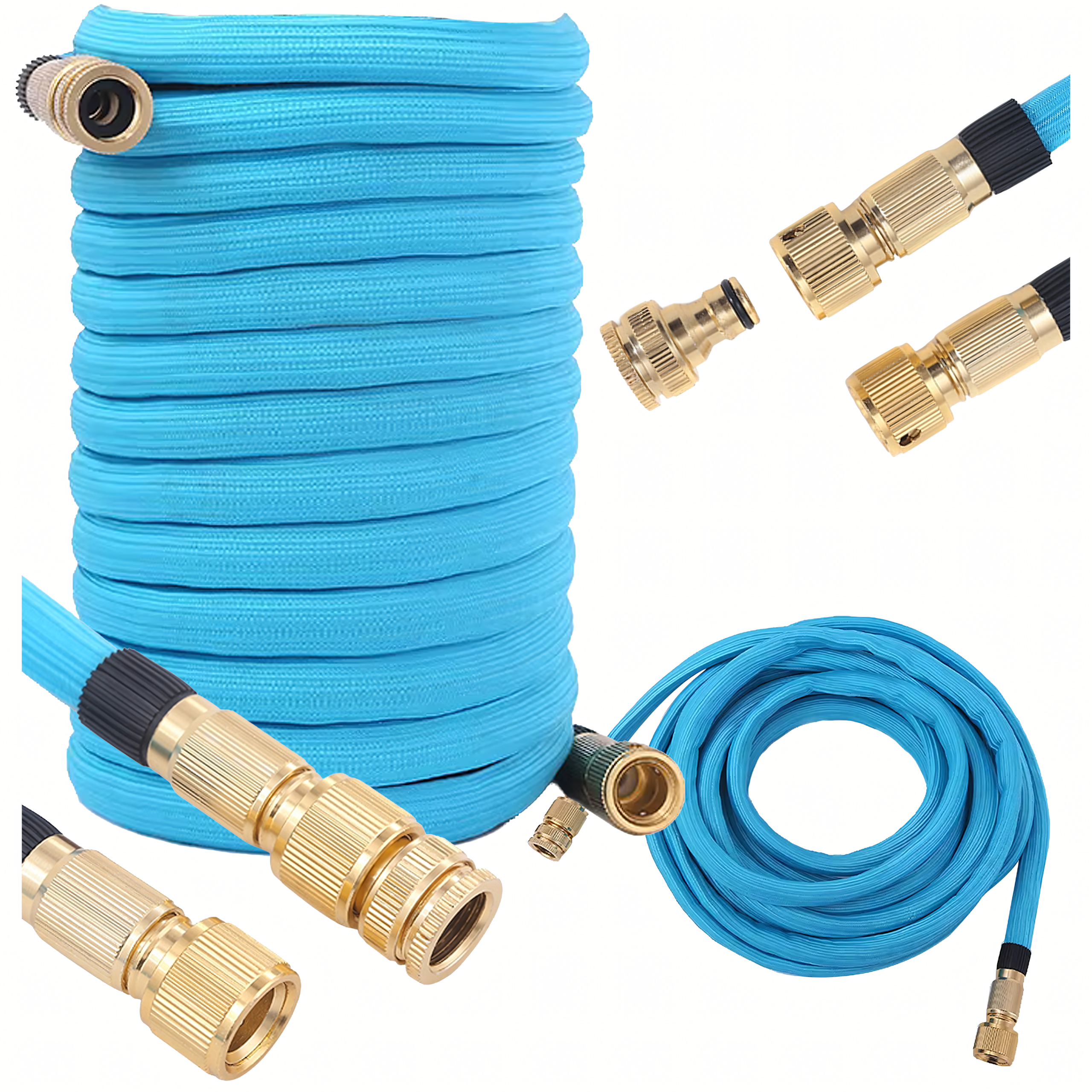 Premium Strong Elastic Expandable Garden Hose 3.4-7.5m with 1/2 and 3/4 Connectors