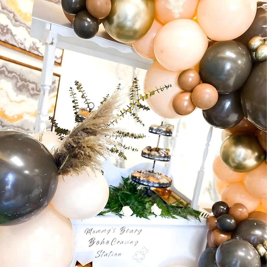 Õhupallikaare komplekt sünnipäevaks ja pulmadeks, kuldne-pruun, 130 tk