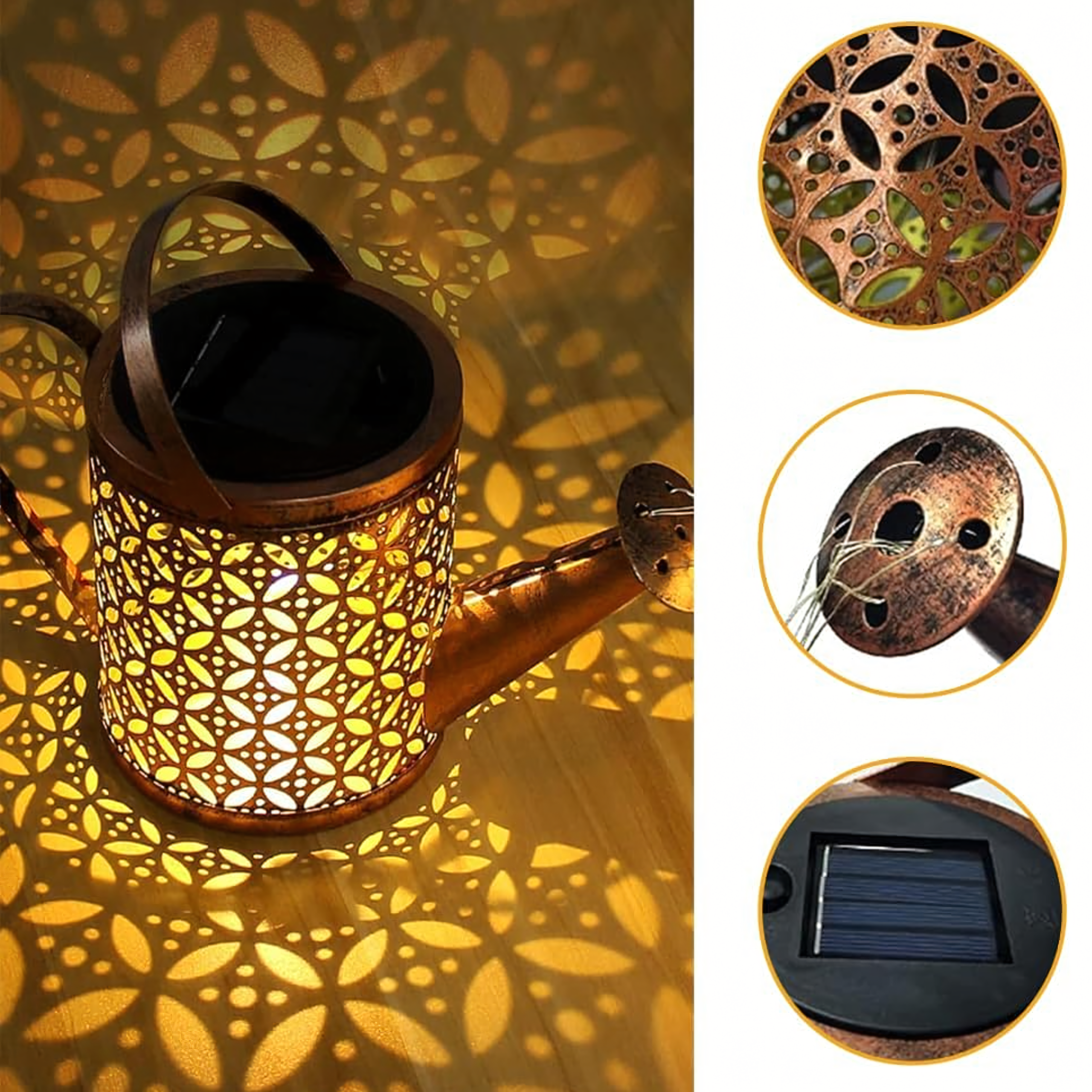 Dekoratiivne päikesepatareiga LED aialamp kastkann aeda ja terrassile