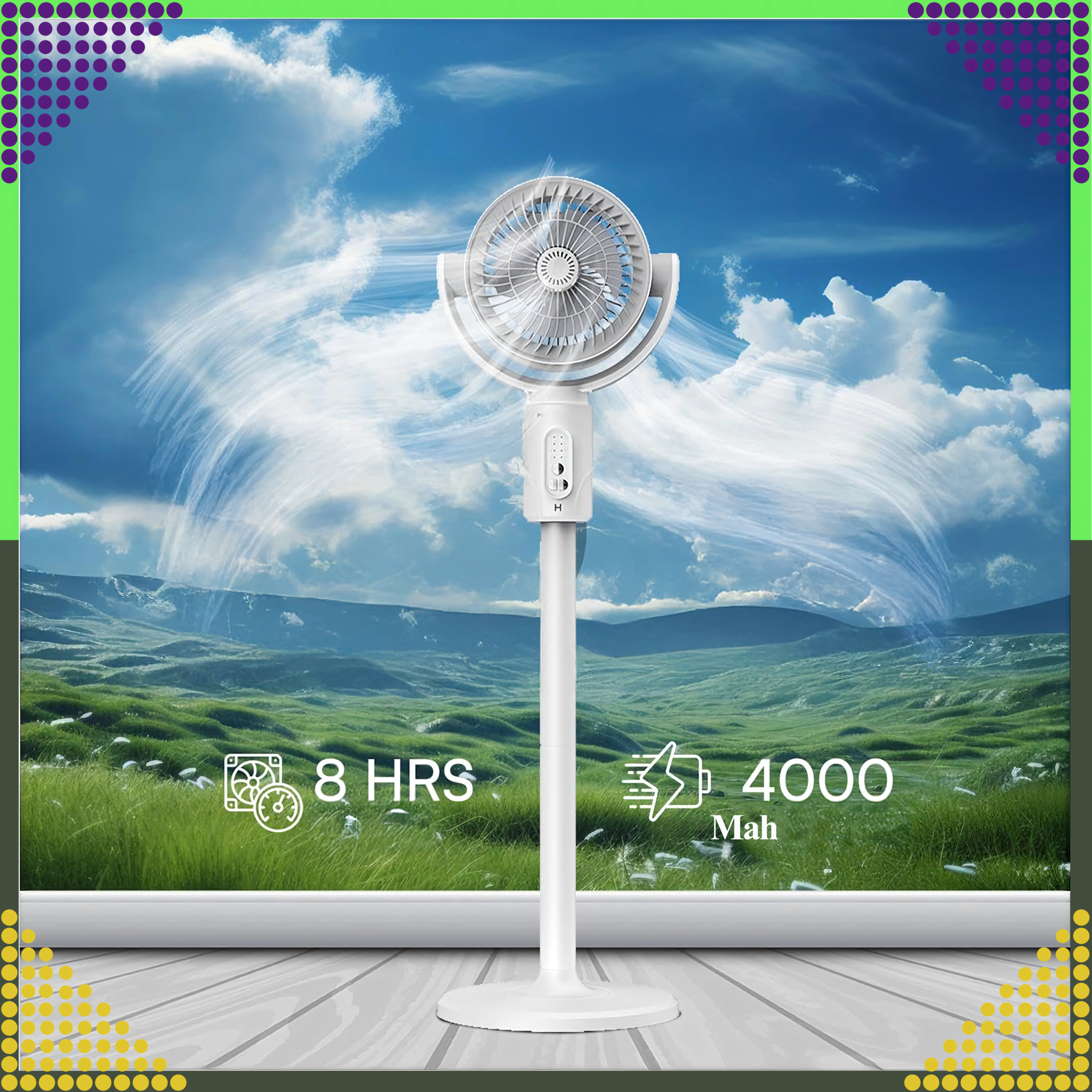 Juhtmevaba põrandaventilaator, terrassile, põrandale, kontorisse, kaugjuhtimispuldiga