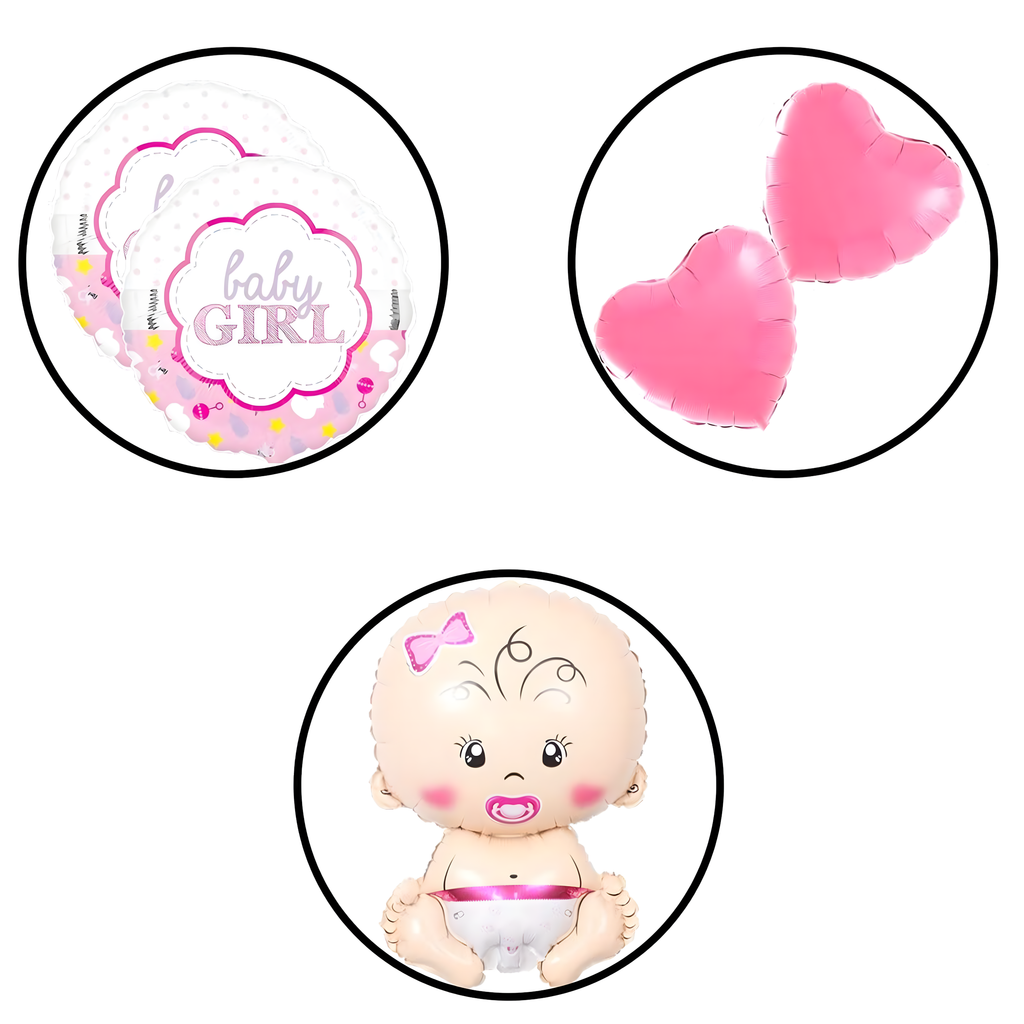 Beebipeo õhupallid Tüdrukule, 5-tk tähekomplekt