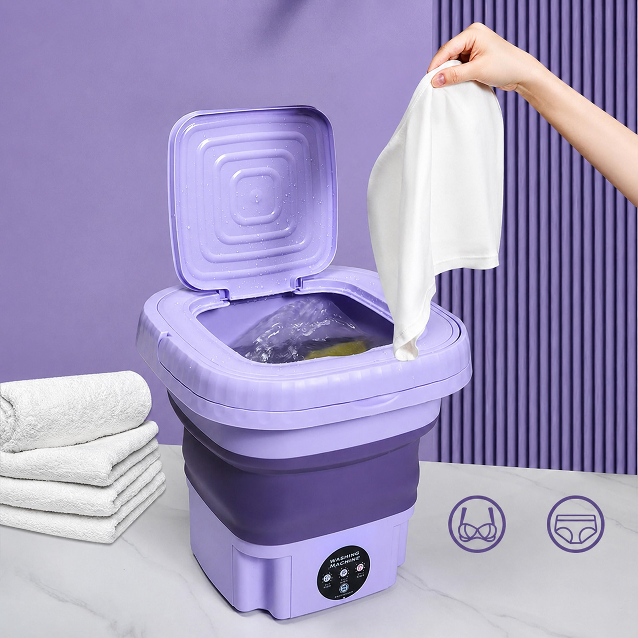 Portable Mini Folding Automatic Washing Machine 8L for Travel and Camping