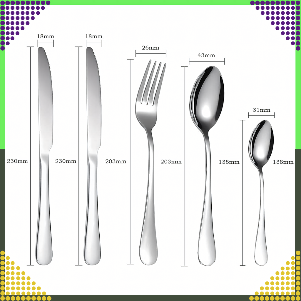 Cutlery Set Stainless Steel Silver 5 pcs for Camping Grill Survival