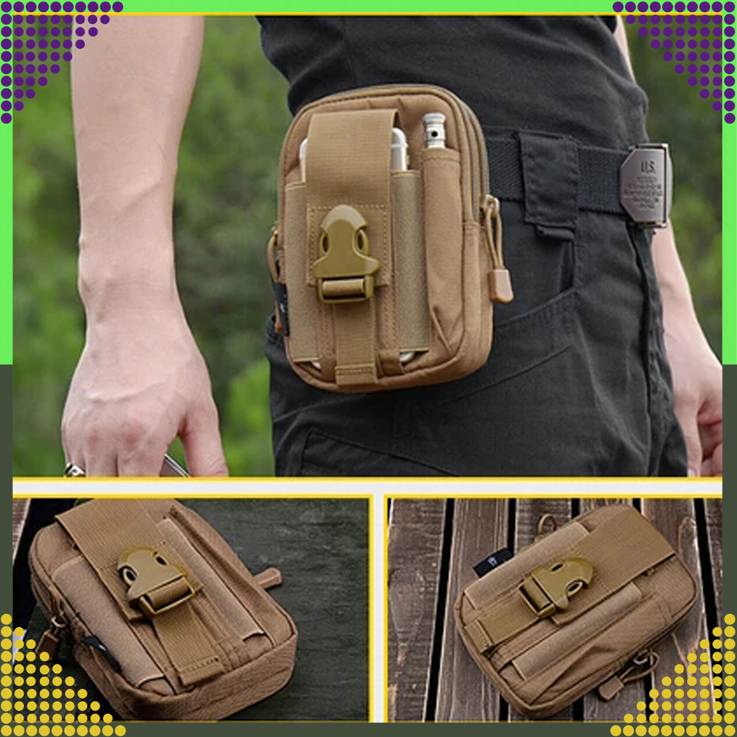 Fashionable Military Molle Tactical Waist Bag, Capacious, Waist Length