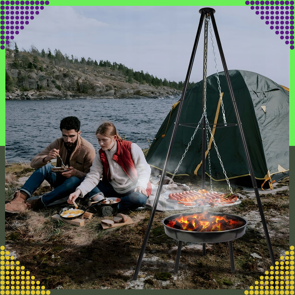 Palenisko Trójnóg Grill Ogniskowy Ogrodowy Wiszący Duży Ognisko Ruszt