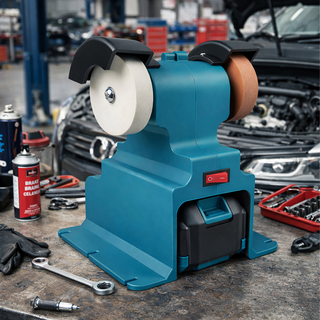 Cordless Double Bench Grinder with 2 Stones and 2 Batteries 2x