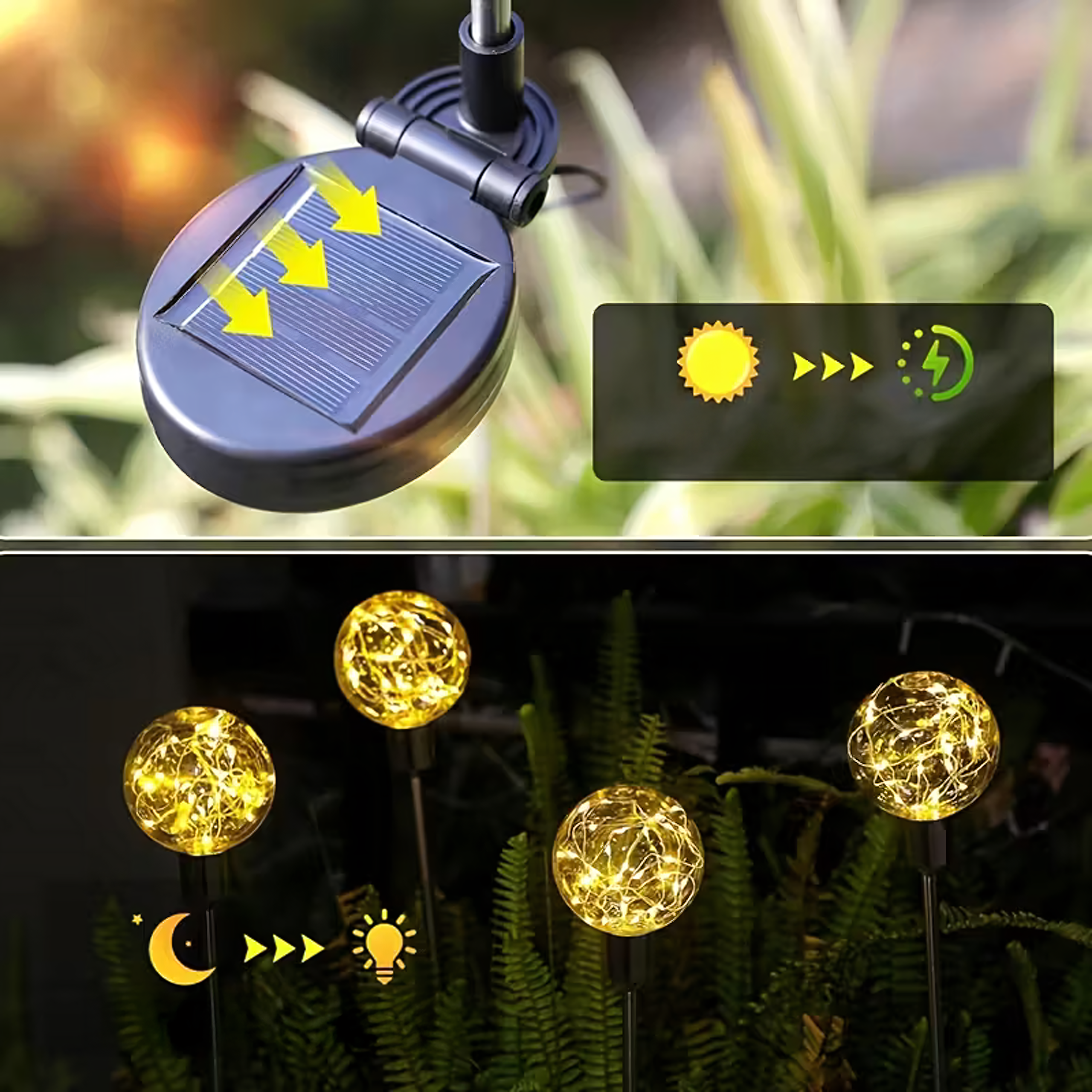 Solar Garden Spike Lights LED Ball Waterproof 4 pcs