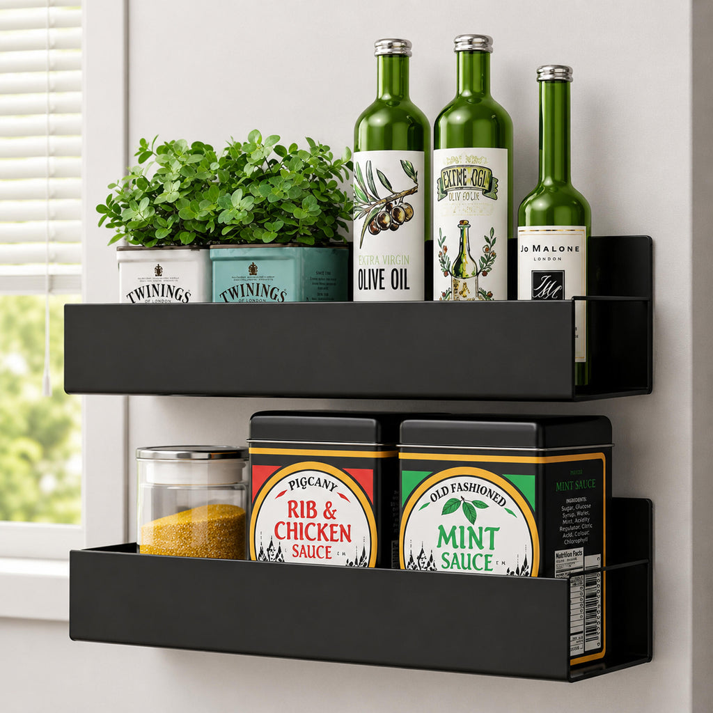 Magnetic Shelf for Refrigerator, Washing Machine, Spices, Hooks Kitchen Organizer 2 pcs