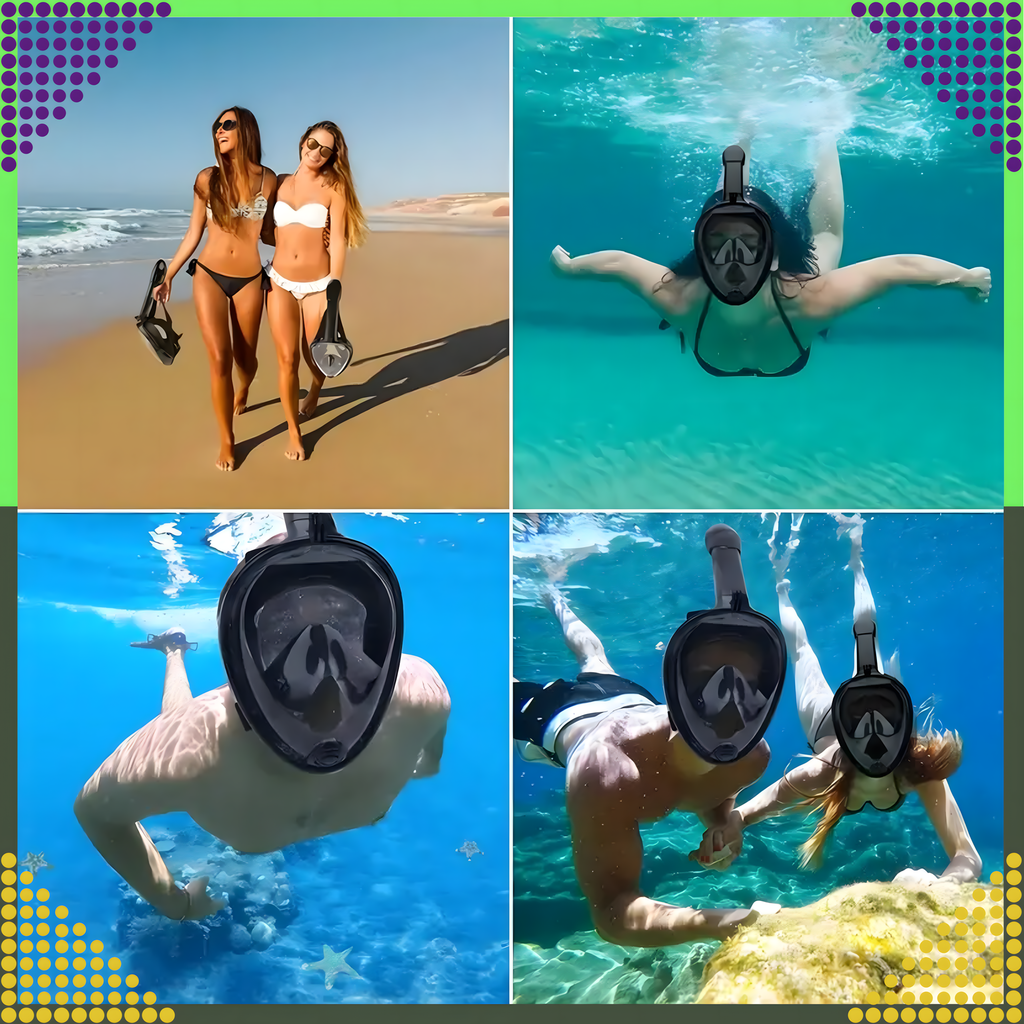 Sukeldumismask ujumiseks ja snorgeldamiseks, täismask vees kasutamiseks, basseini jaoks L/XL