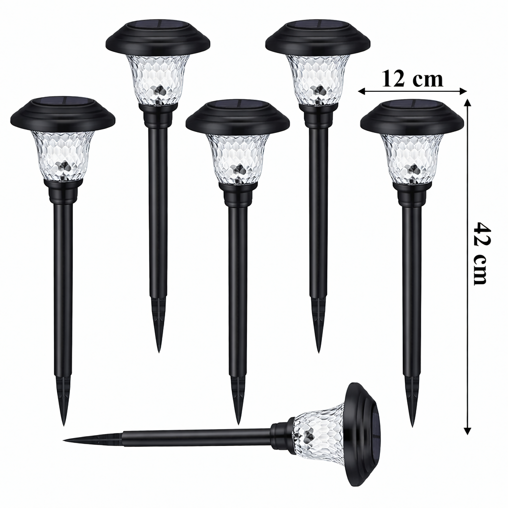 6-osaline veekindlate päikesepatareiga aiavalgustite komplekt 42cm 6 tk