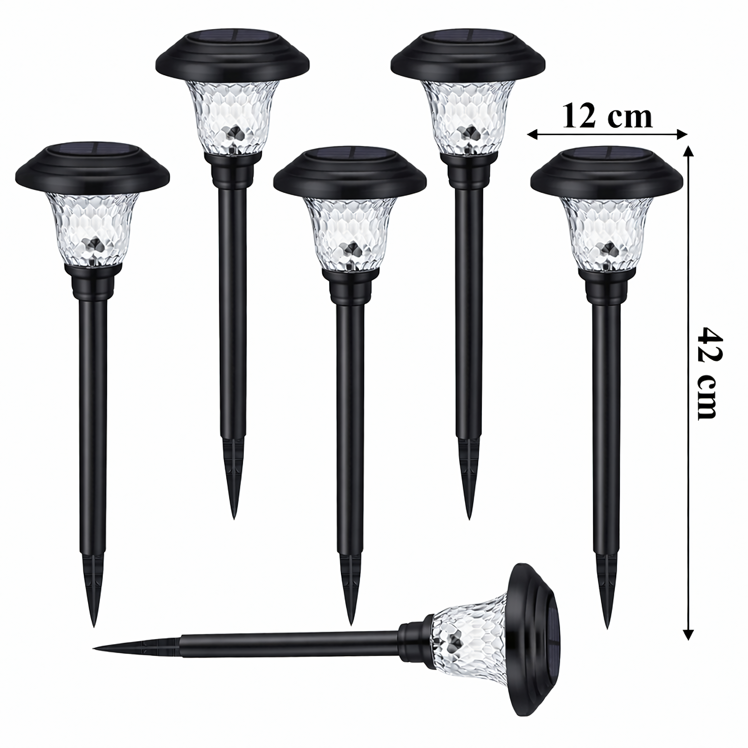 6-osaline veekindlate päikesepatareiga aiavalgustite komplekt 42cm 6 tk