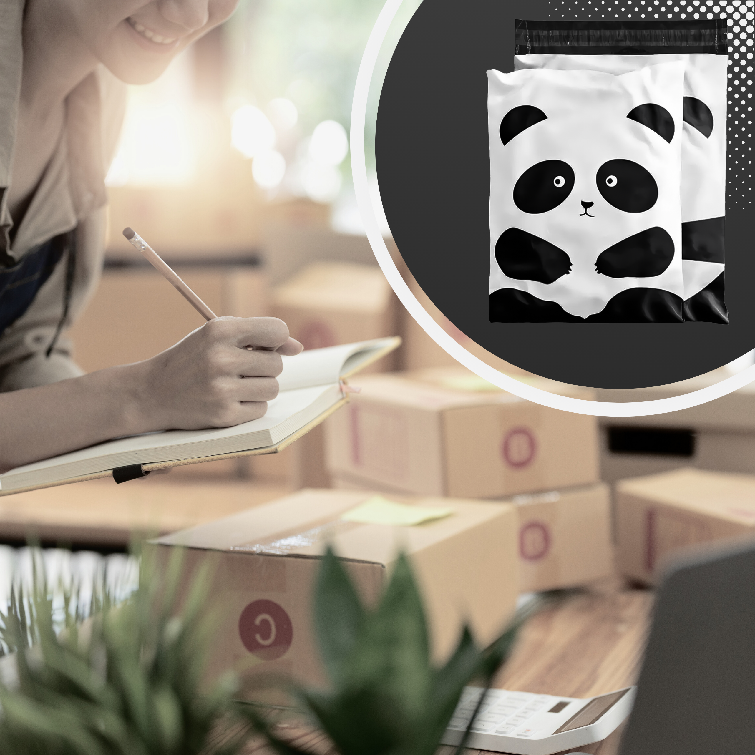 Tugevad kullerposti kotid 255x370 mm Panda 50 tk
