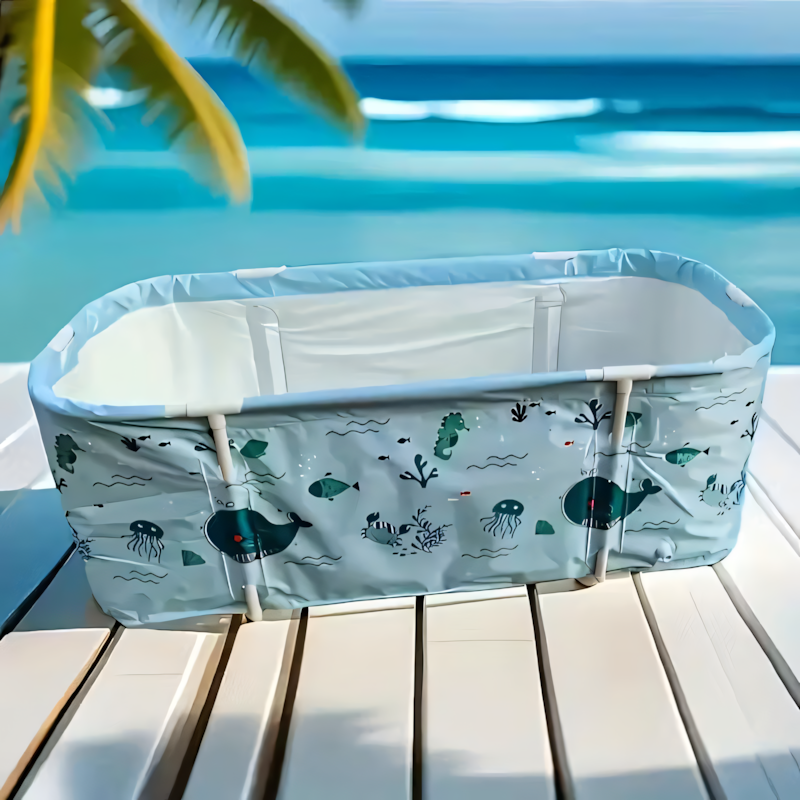 80x Foldable Portable Home Bathtub for Bathing and Swimming with Frame and Pillows